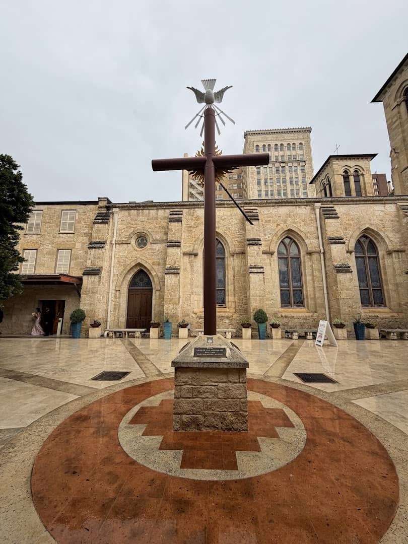 Cross monument in Main Plaza near San Fernando Cathedral in San Antonio