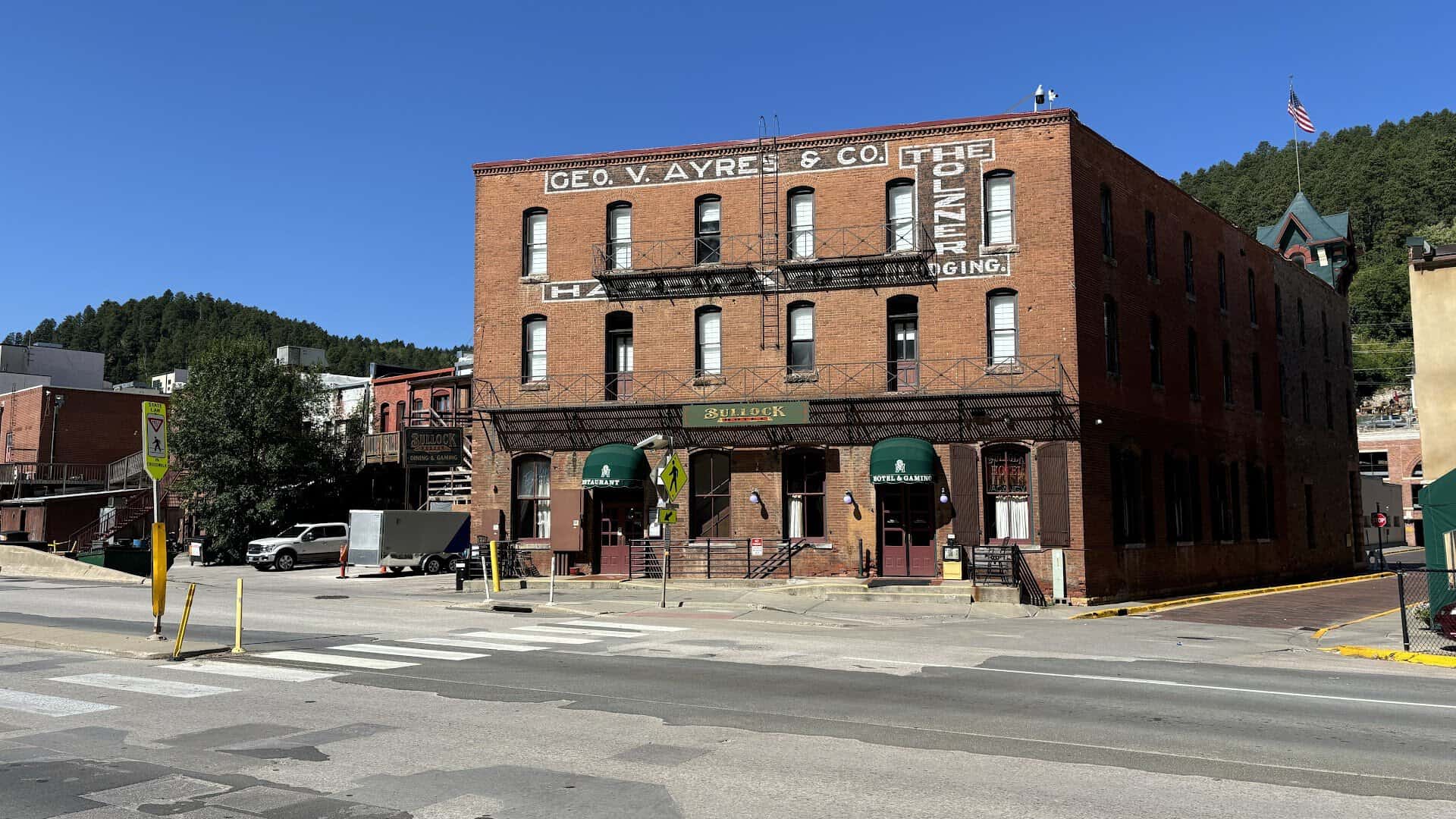 Historic brick Main Street in Deadwood, South Dakota