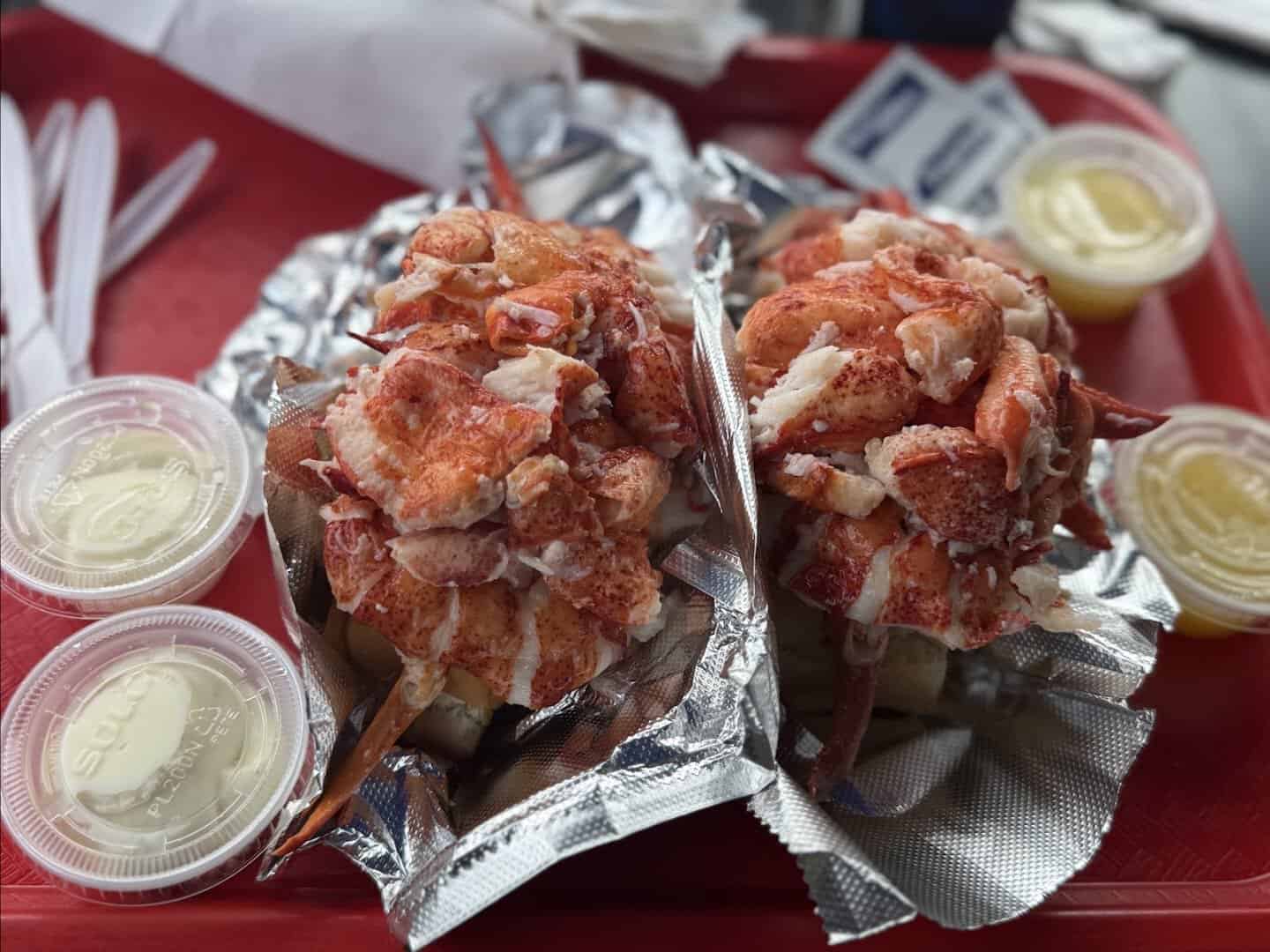 Overstuffed Maine lobster rolls at Red's Eats in Wiscasset