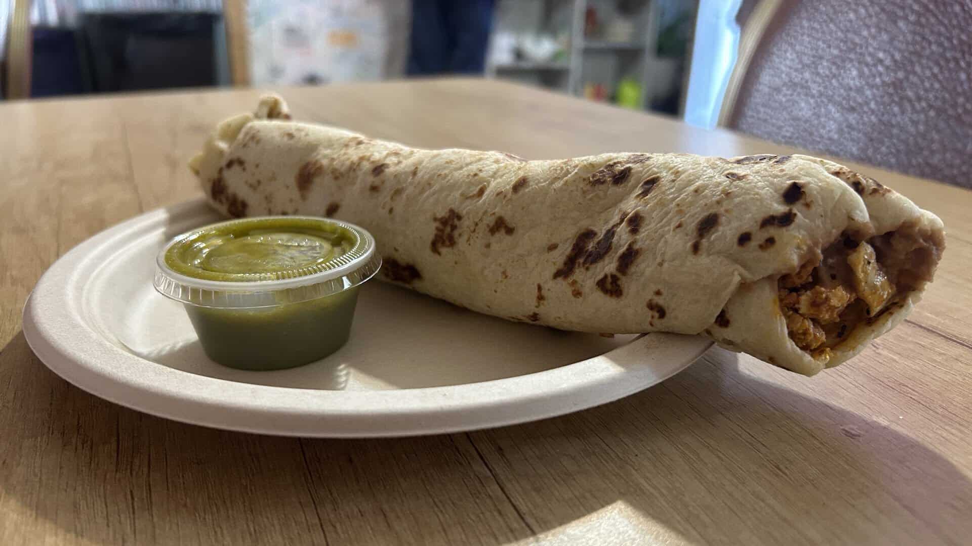 Hand-rolled breakfast burrito at Marfa Burrito