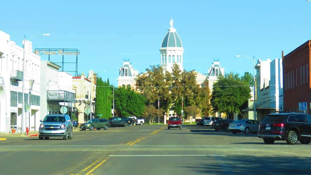 Presidio County Courthouse at the end of Main Street in Marfa, Texas