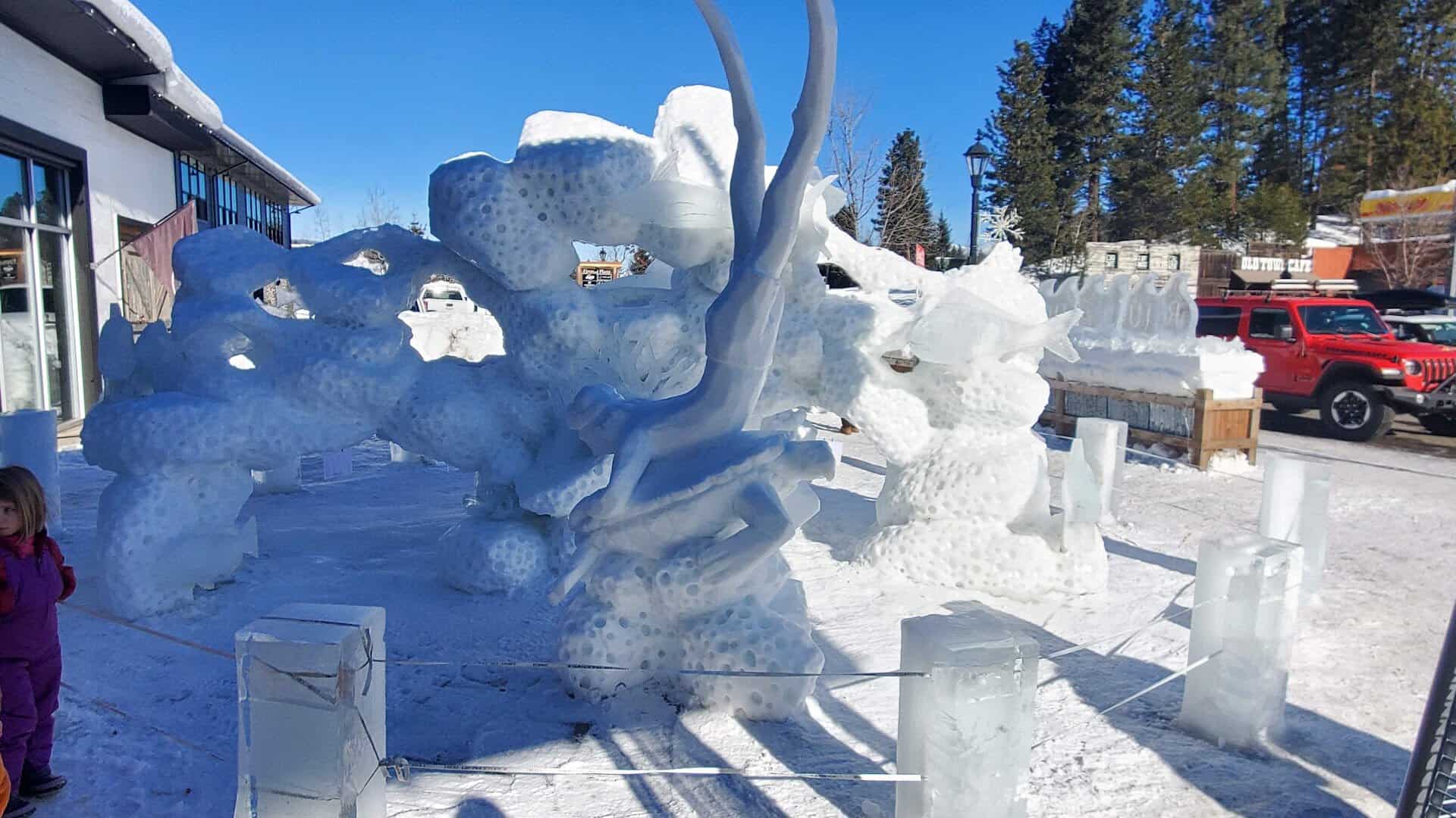 Snow and ice sculptures at the Winter Carnival in McCall, Idaho