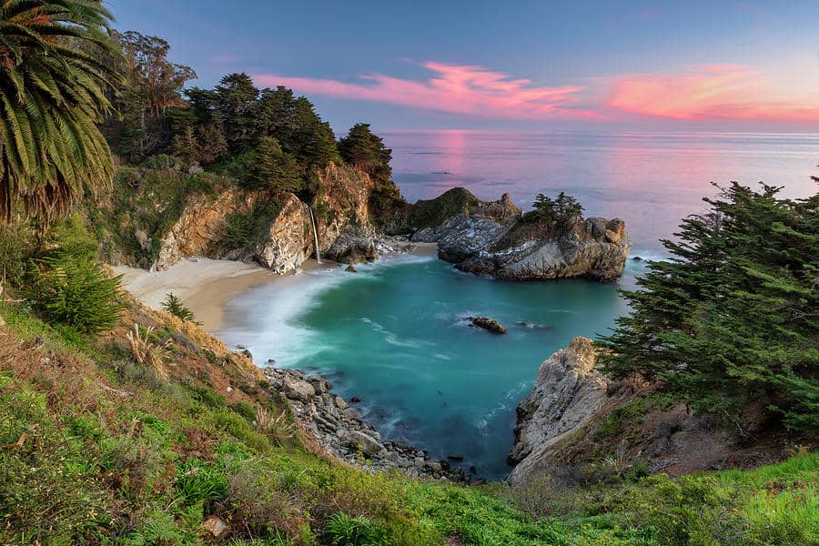 McWay Falls dropping onto the cove at Julia Pfeiffer Burns State Park in Big Sur, California