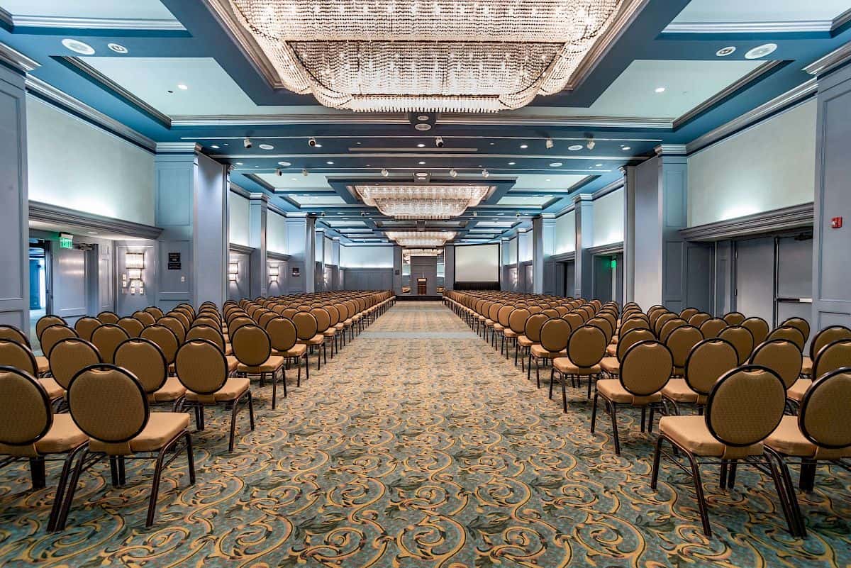 The Menger Hotel grand hallway with chandeliers in San Antonio, Texas