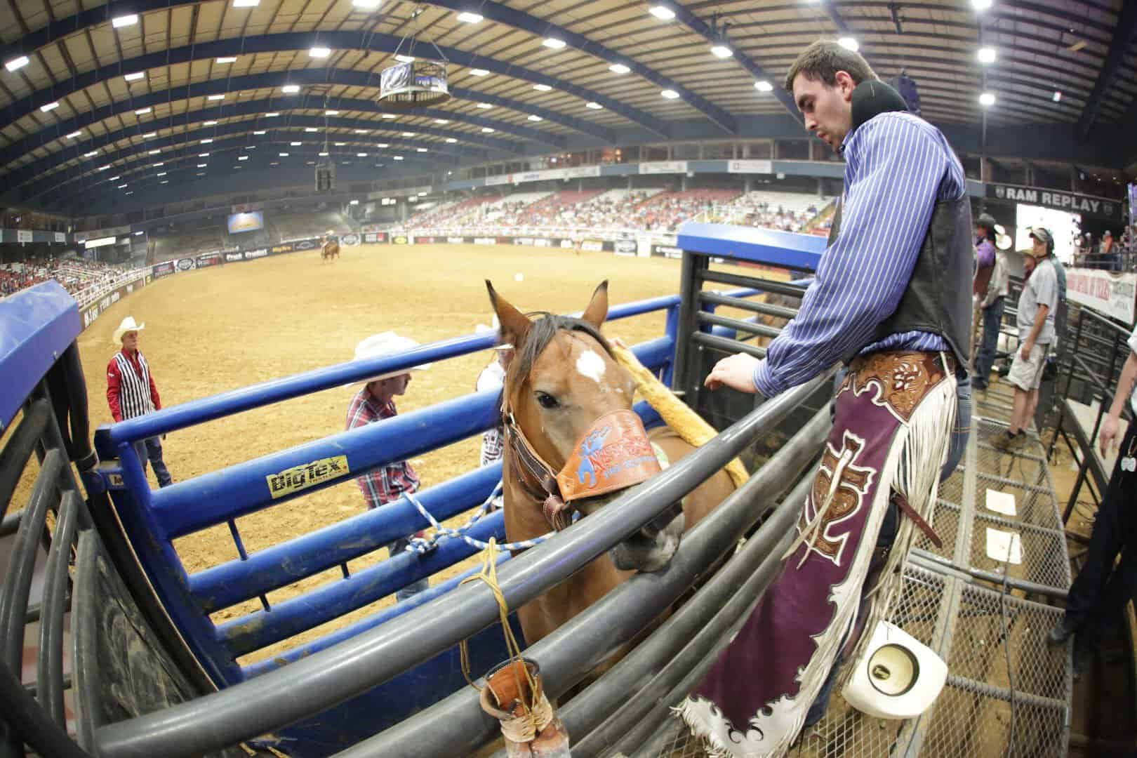 Interior of the arena at the Mesquite Championship Rodeo in Mesquite, Texas