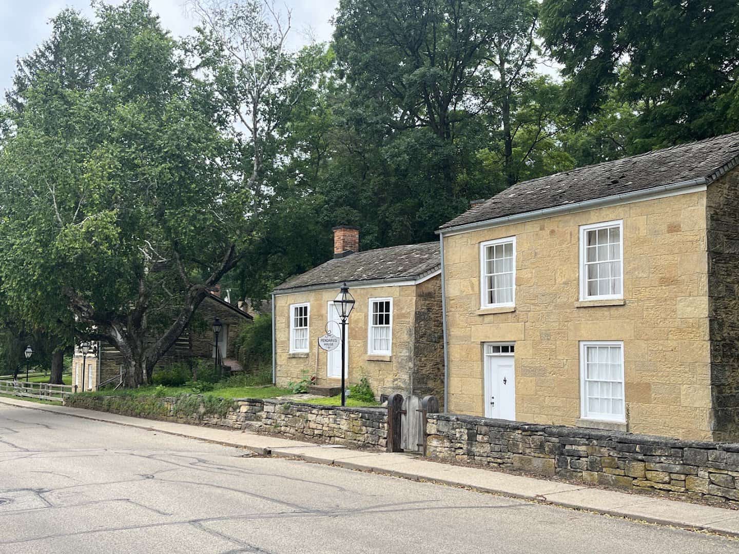 Cornish limestone cottages at Pendarvis on Shake Rag Street, Mineral Point, Wisconsin