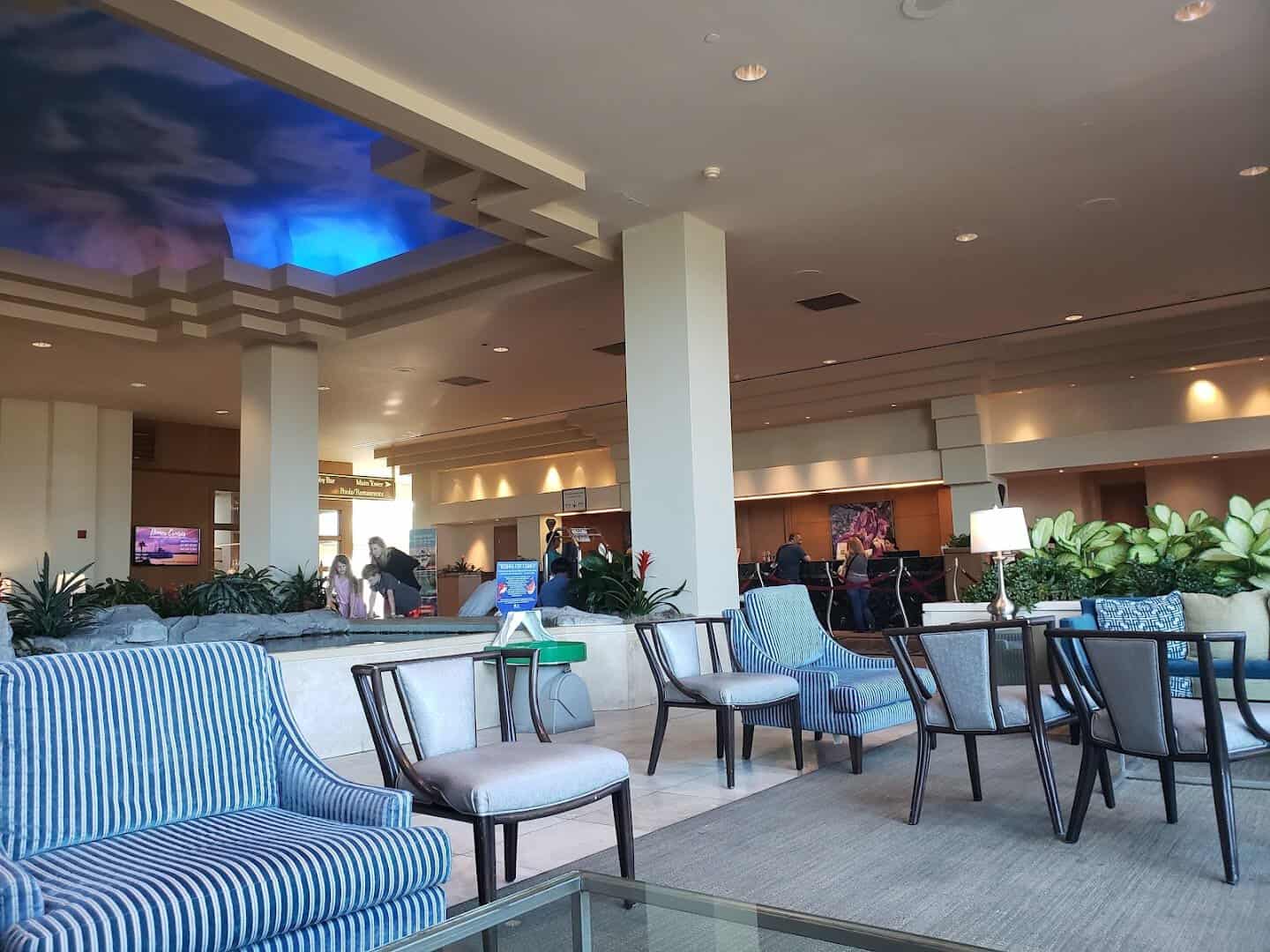 The lobby lounge at the Moody Gardens Hotel in Galveston, Texas