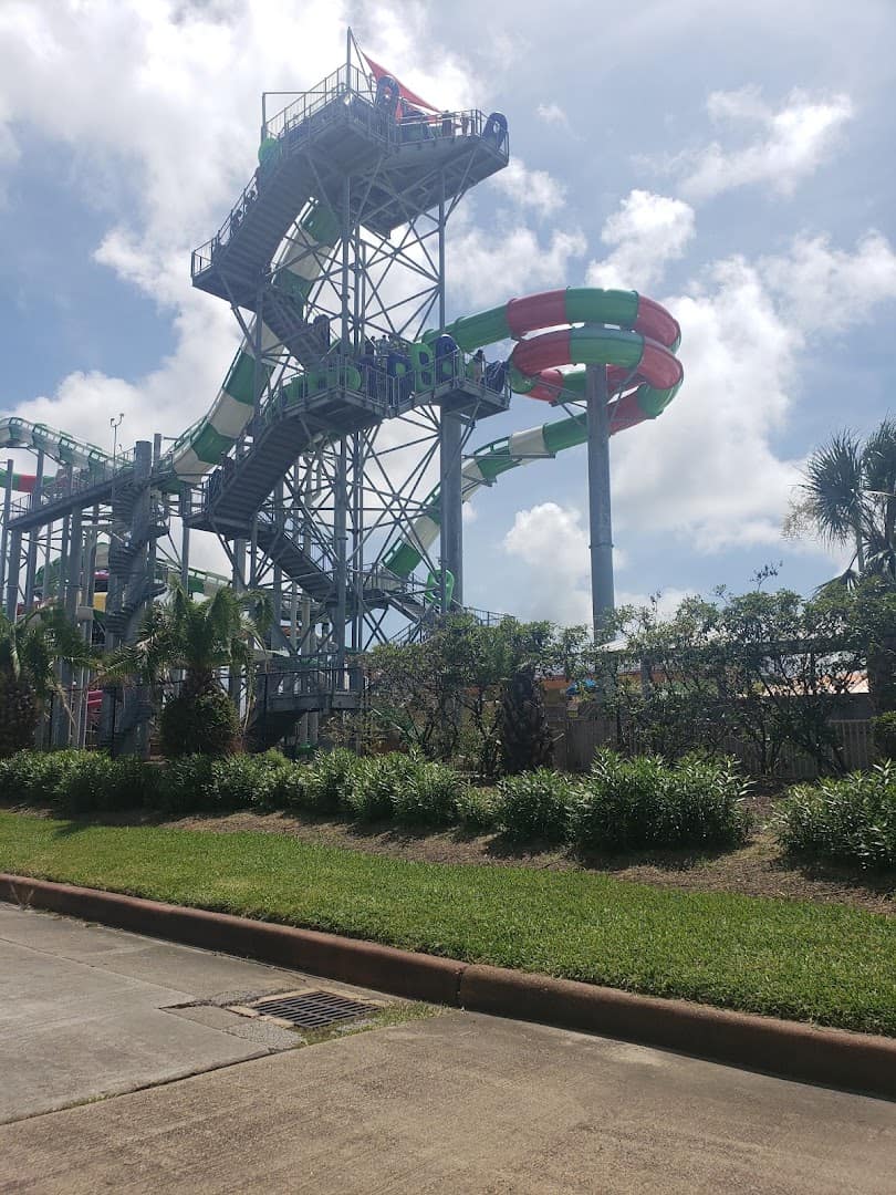 The Sky Trail Ropes Course and water slides at Moody Gardens Palm Beach