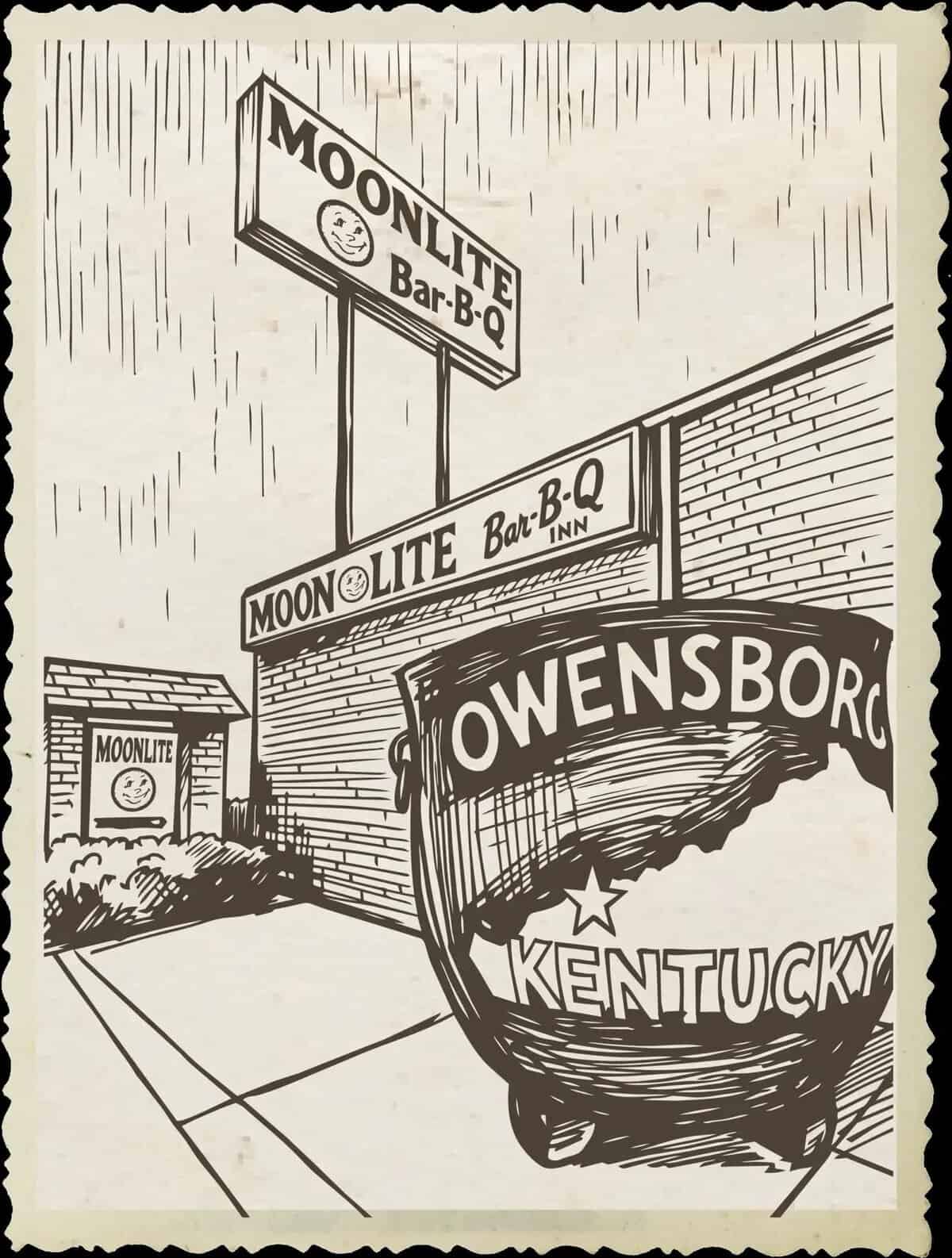 Moonlite Bar-B-Q Inn sign in Owensboro, Kentucky