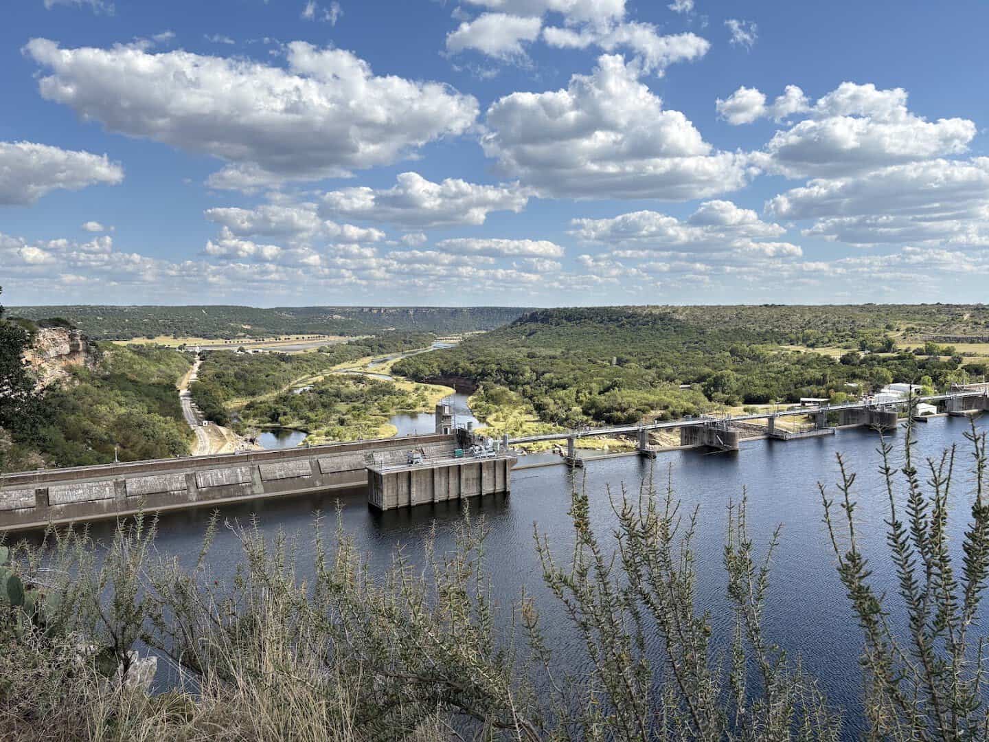 Morris Sheppard Dam on the Brazos River just above the Possum Kingdom Stone Arch Bridge