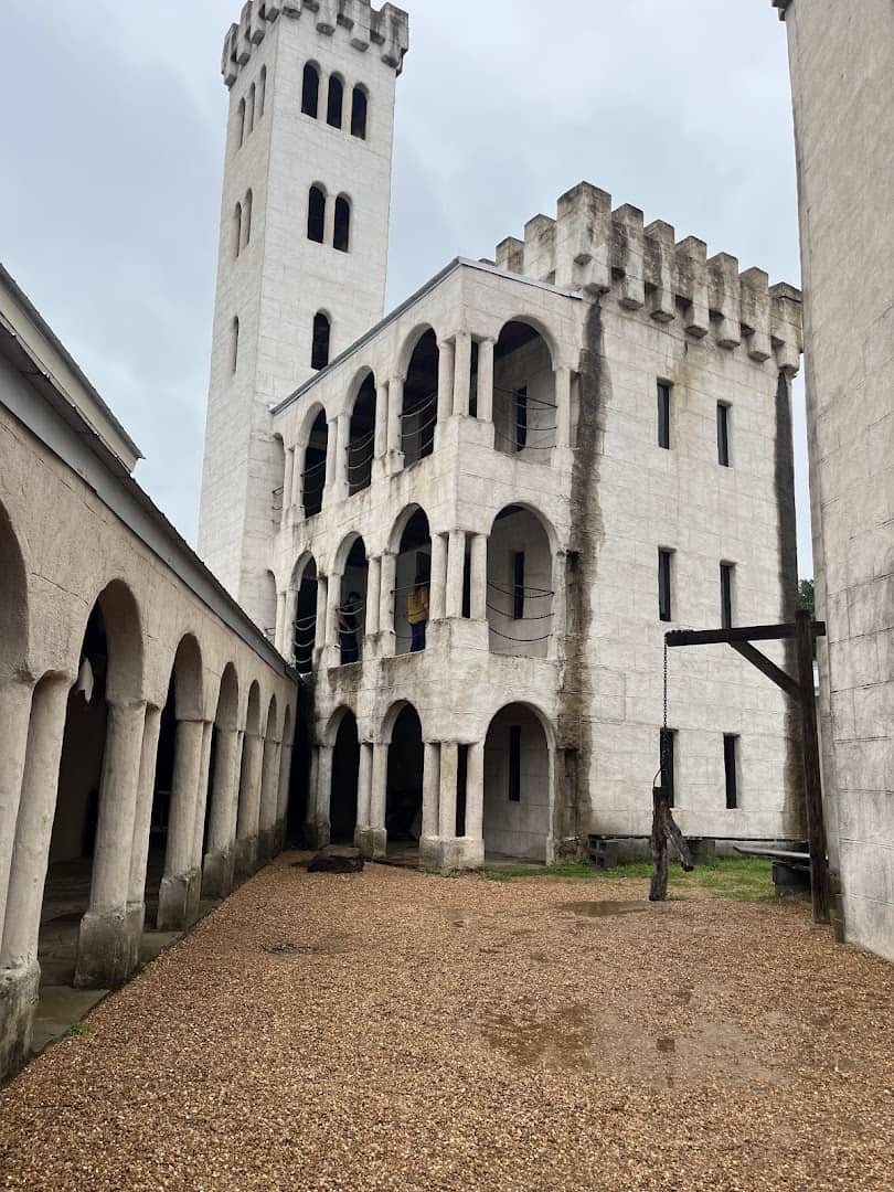 Courtyard and central keep tower inside Newman's Castle in Bellville, Texas