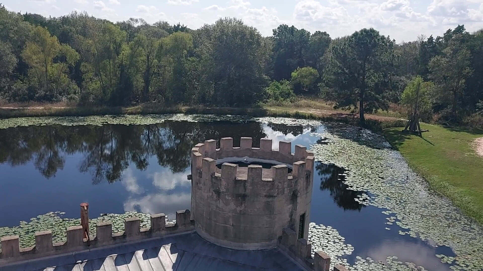 Newman's Castle rising above its moat near Bellville, Texas