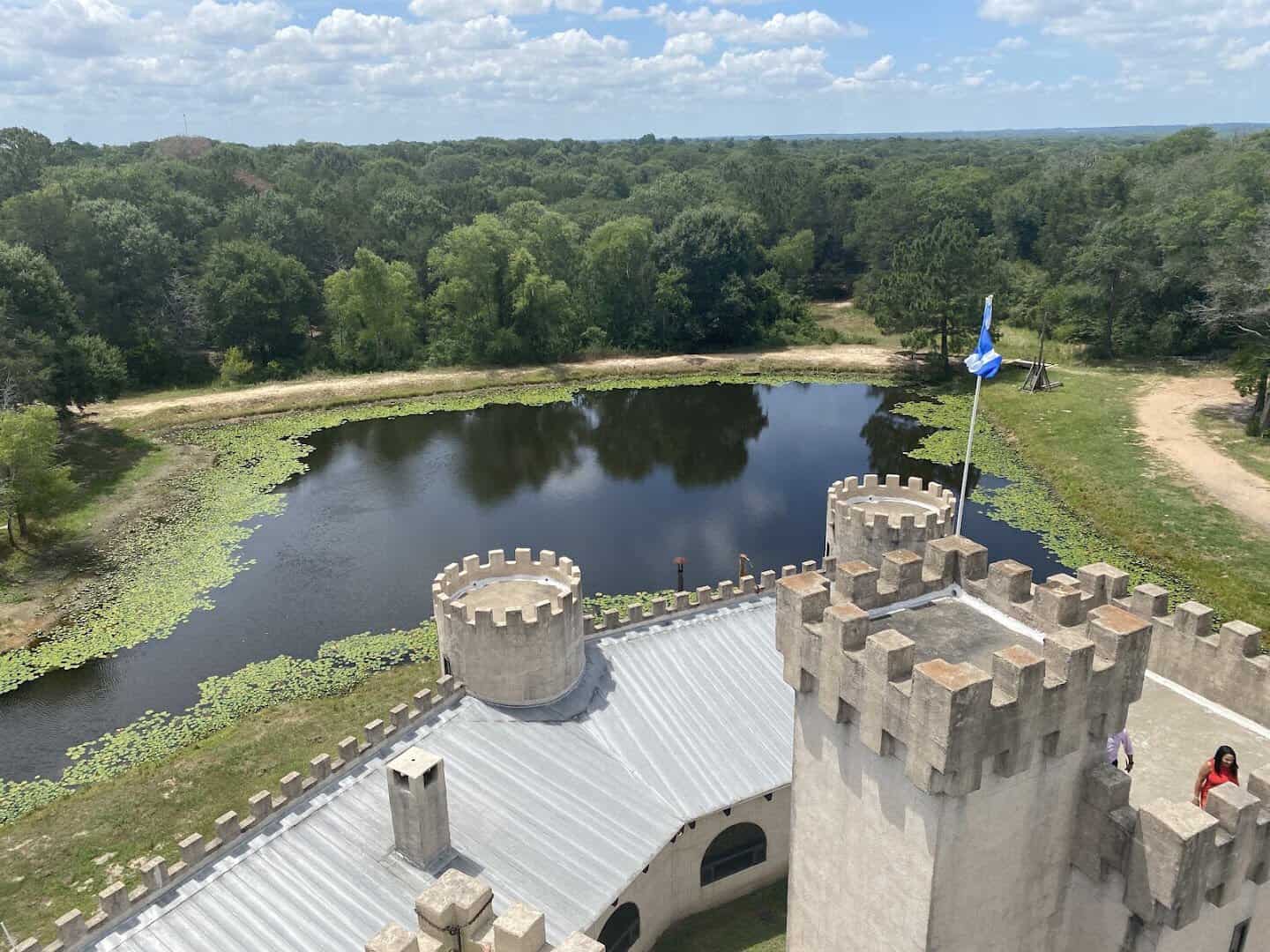 Newman's Castle and its moat seen from above in Bellville, Texas