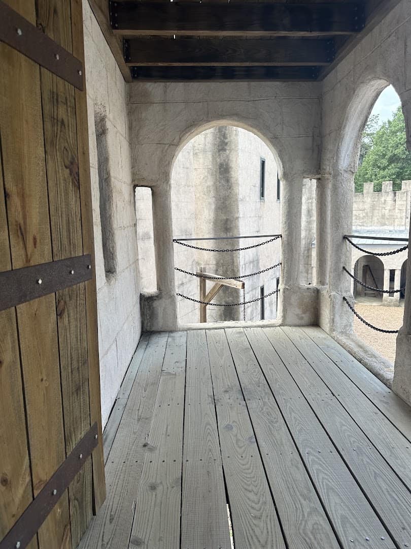 Arched stone passage inside Newman's Castle in Bellville, Texas
