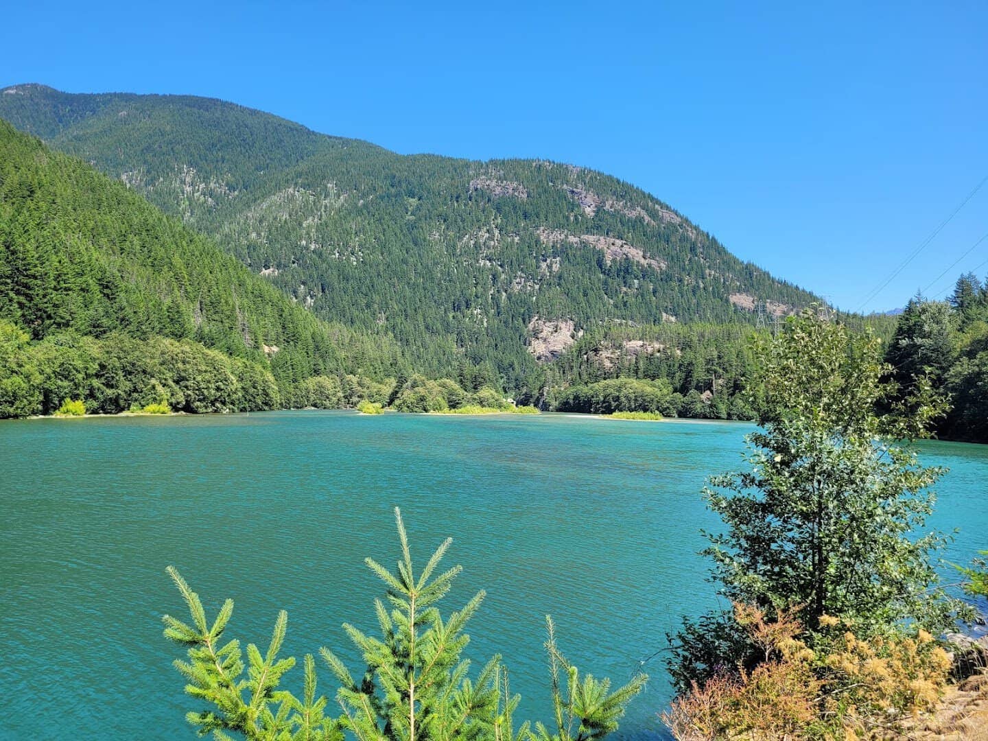 Turquoise glacial water of Diablo Lake at North Cascades National Park