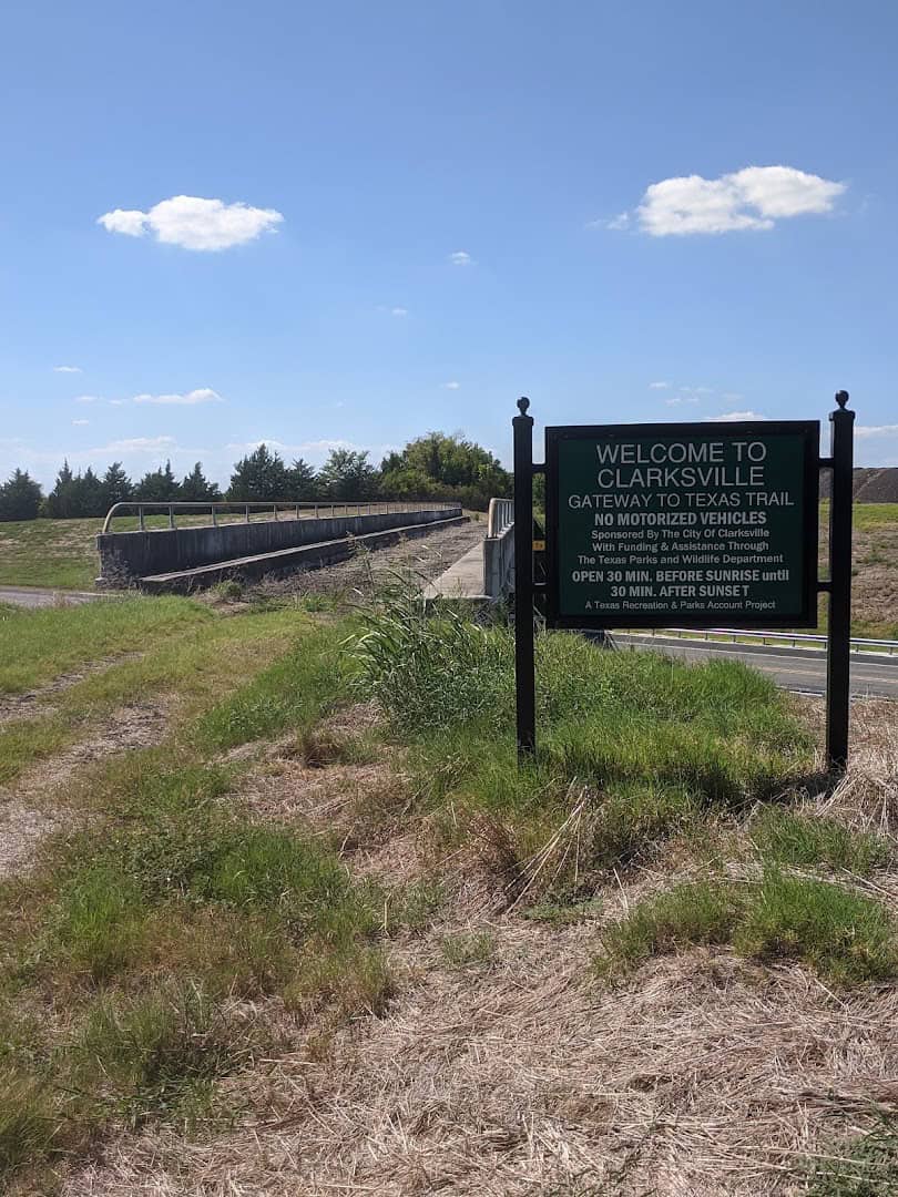 Historical marker sign beside the Northeast Texas Trail