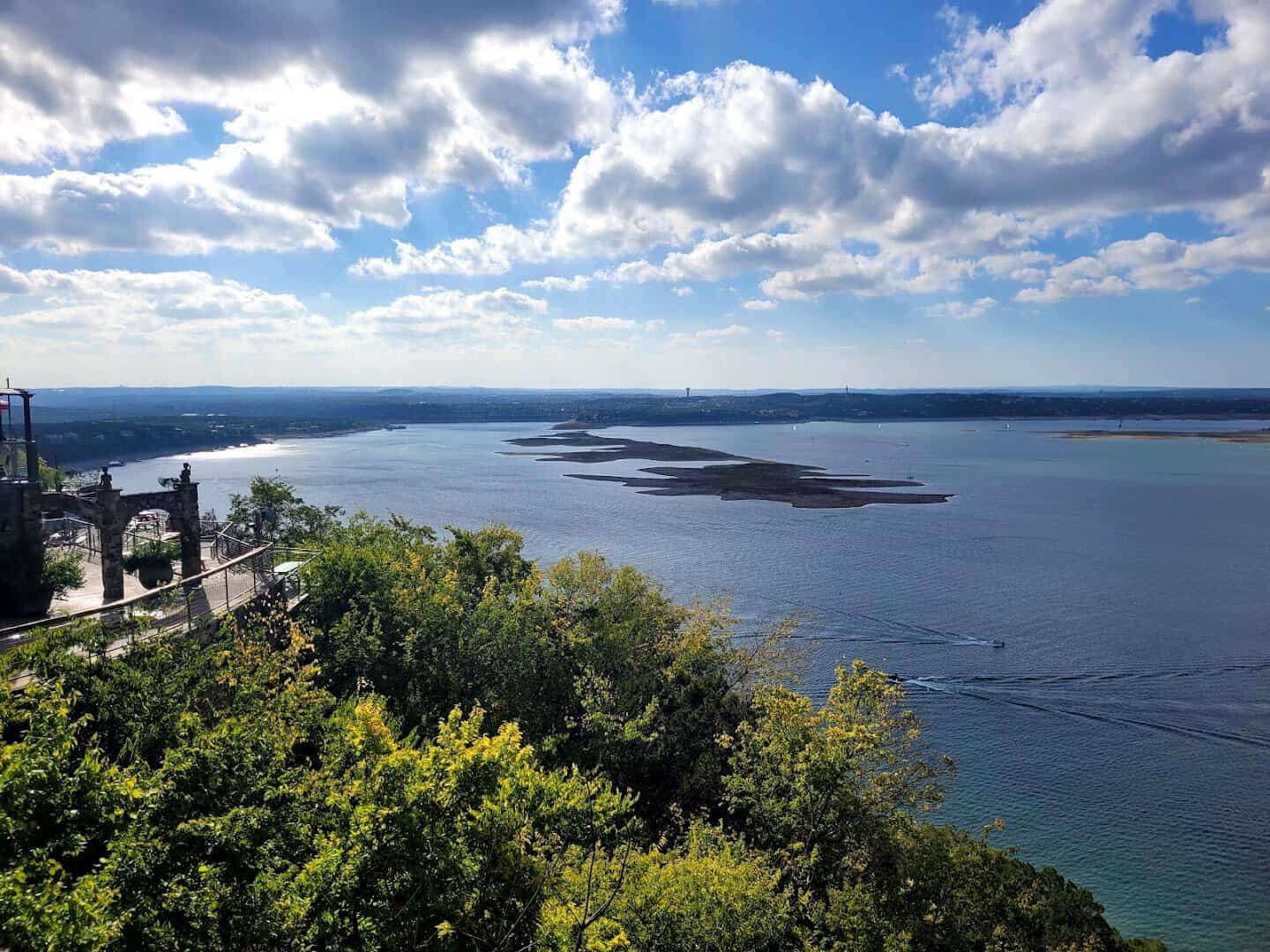 Panoramic view of Lake Travis from The Oasis on Lake Travis in Austin