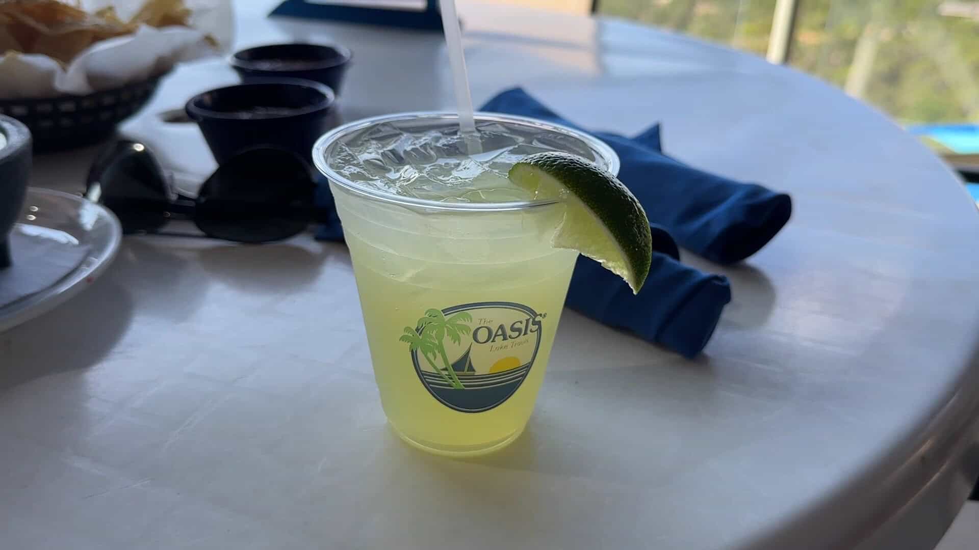 Margarita in an Oasis cup at The Oasis on Lake Travis in Austin