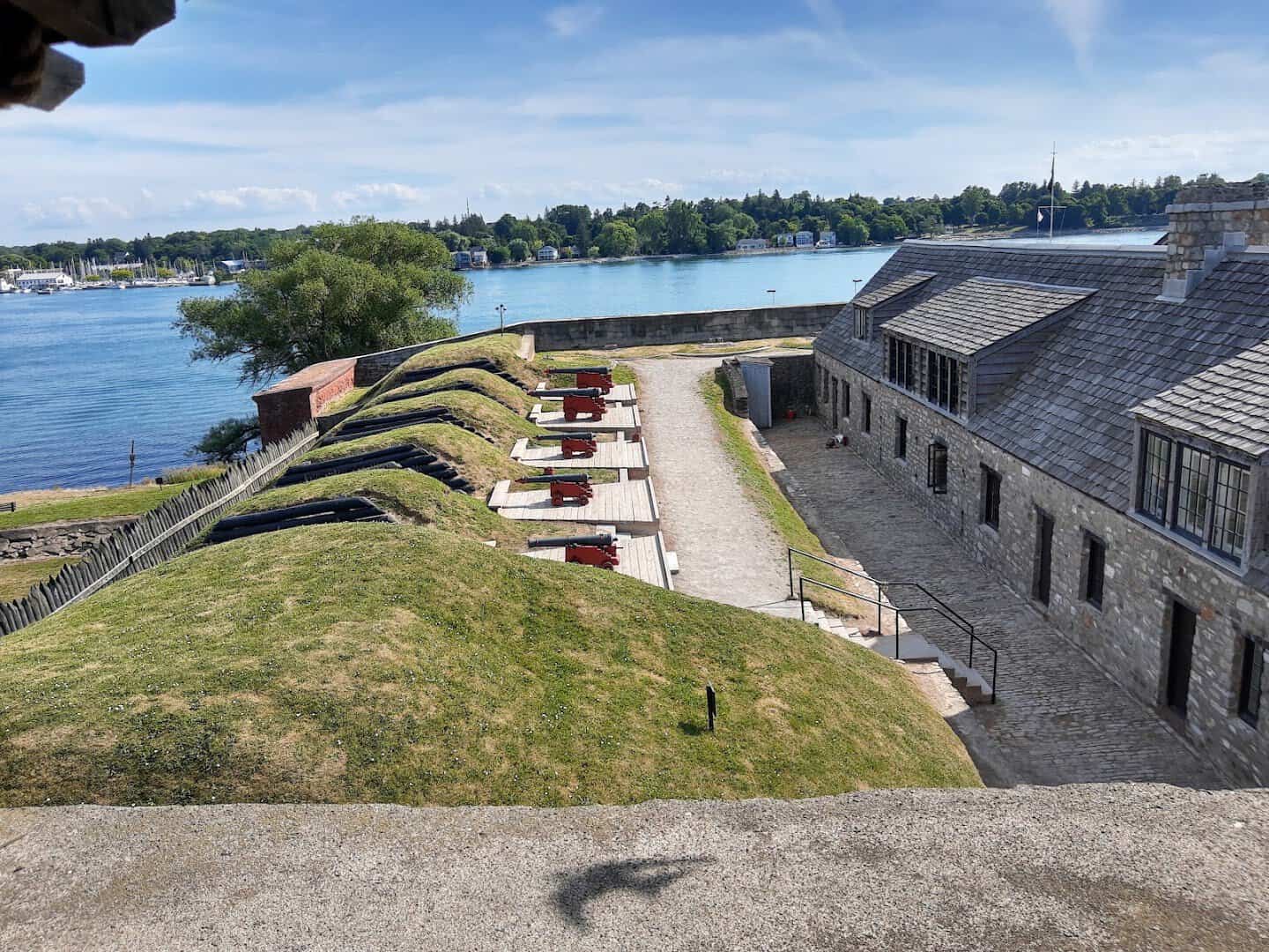 Old Fort Niagara cannon battery overlooking Lake Ontario and the Niagara River mouth, Youngstown, New York