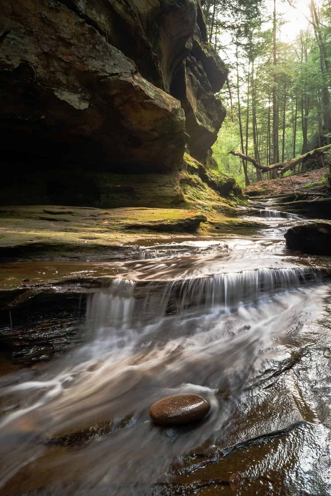 Autumn light in the Old Mans Cave gorge at Hocking Hills, Ohio in fall