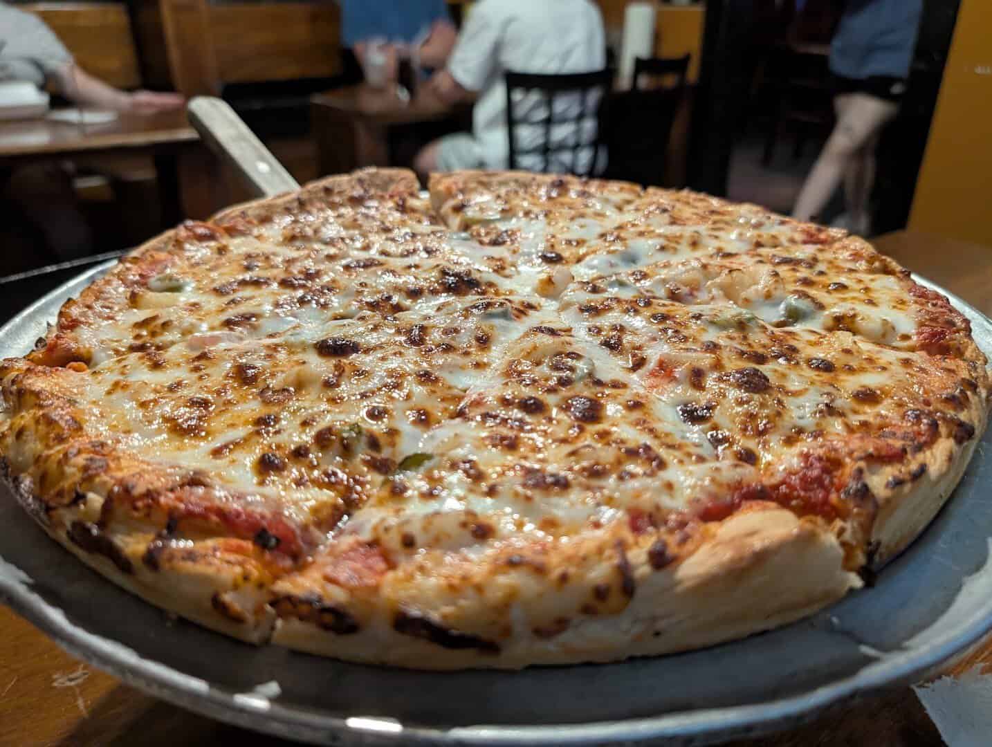 A pepperoni pizza at Old School Pizza Tavern in Arlington, Texas