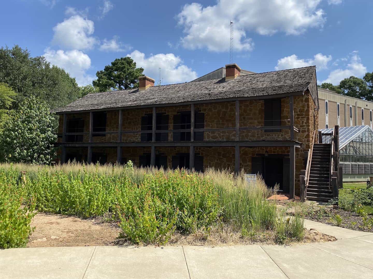 The reconstructed Old Stone Fort Museum stone building in Nacogdoches, Texas