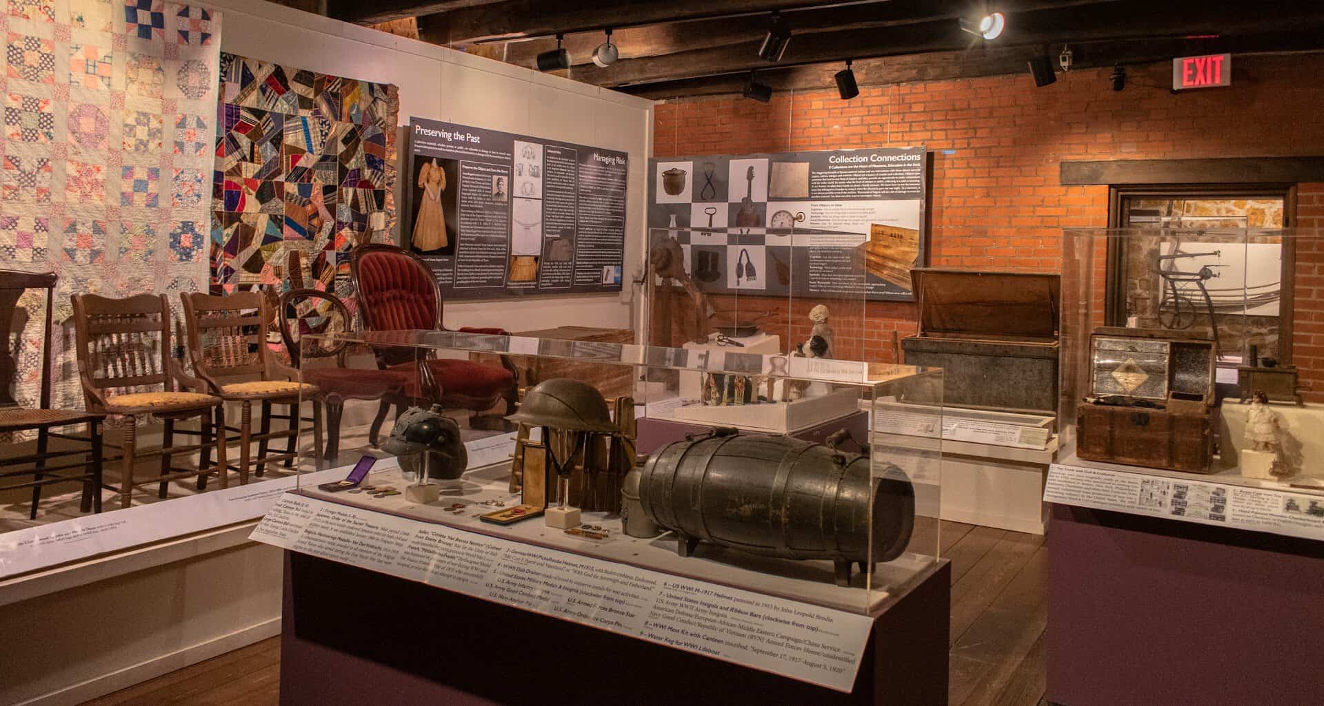 History exhibits inside the Old Stone Fort Museum in Nacogdoches, Texas