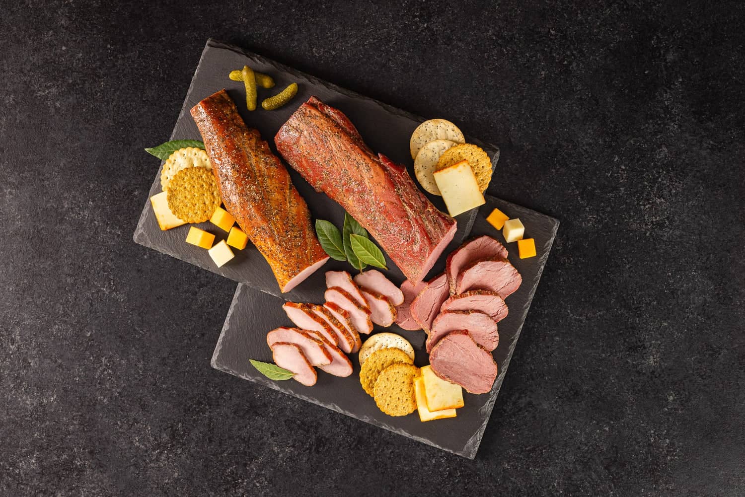 Smoked sausage and cheese charcuterie board at Opa's Smoked Meats in Fredericksburg, Texas
