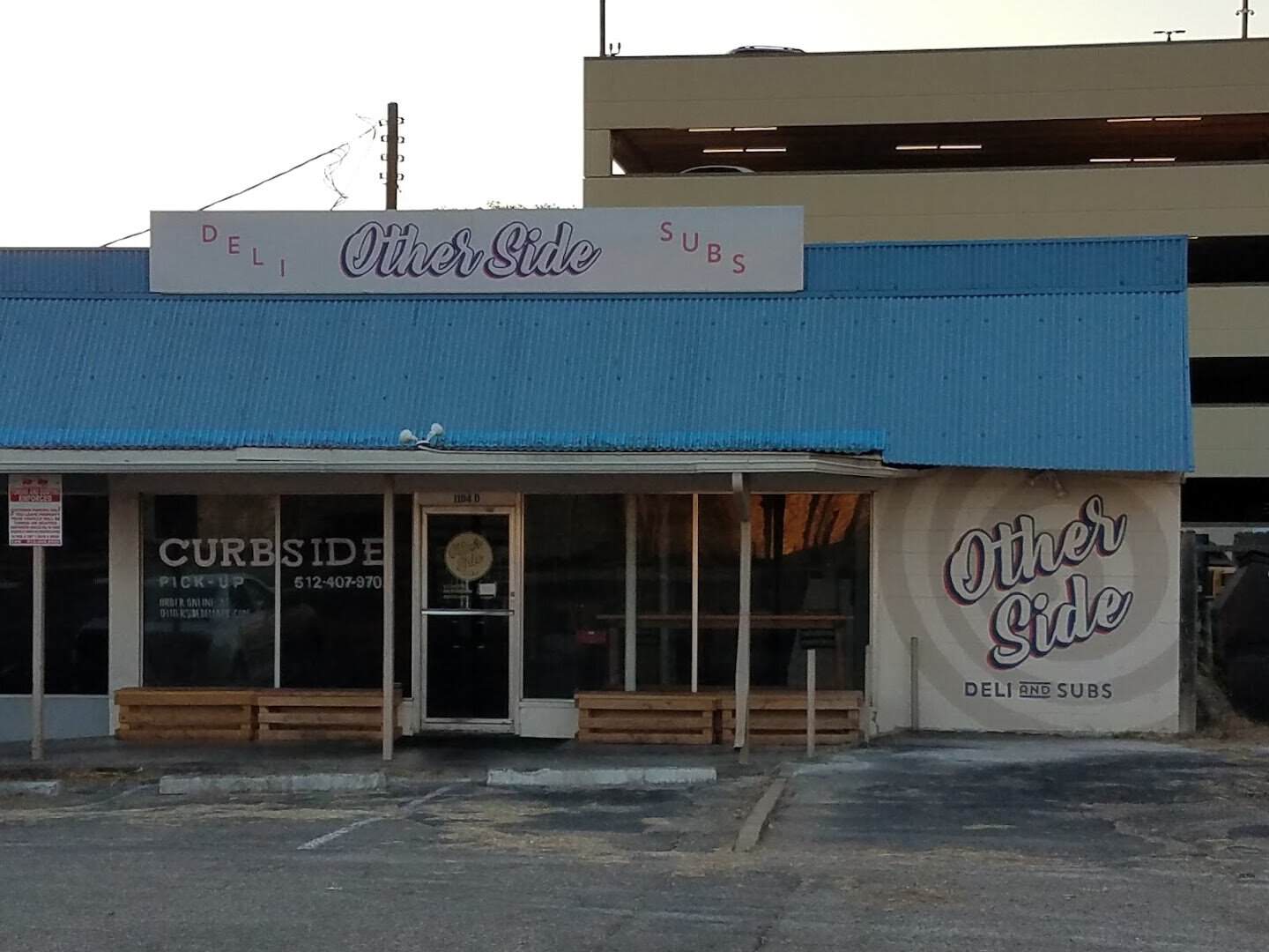 Otherside Deli exterior on West 34th Street in Austin