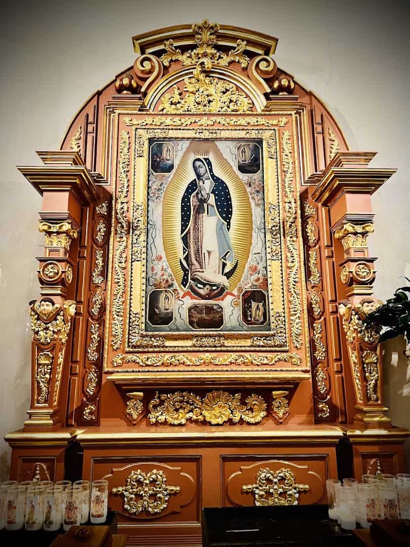 Ornate Our Lady of Guadalupe altar inside San Fernando Cathedral in San Antonio