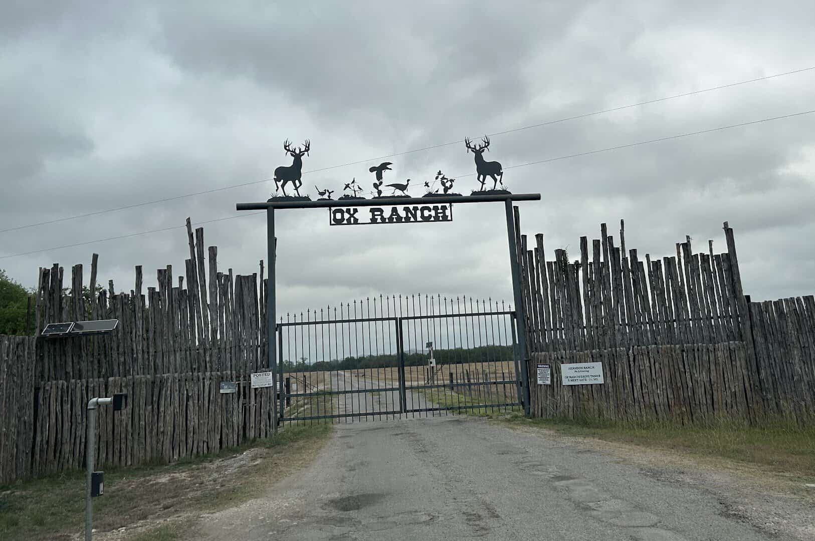 Ox Ranch entrance gate near Uvalde, Texas, home of DriveTanks