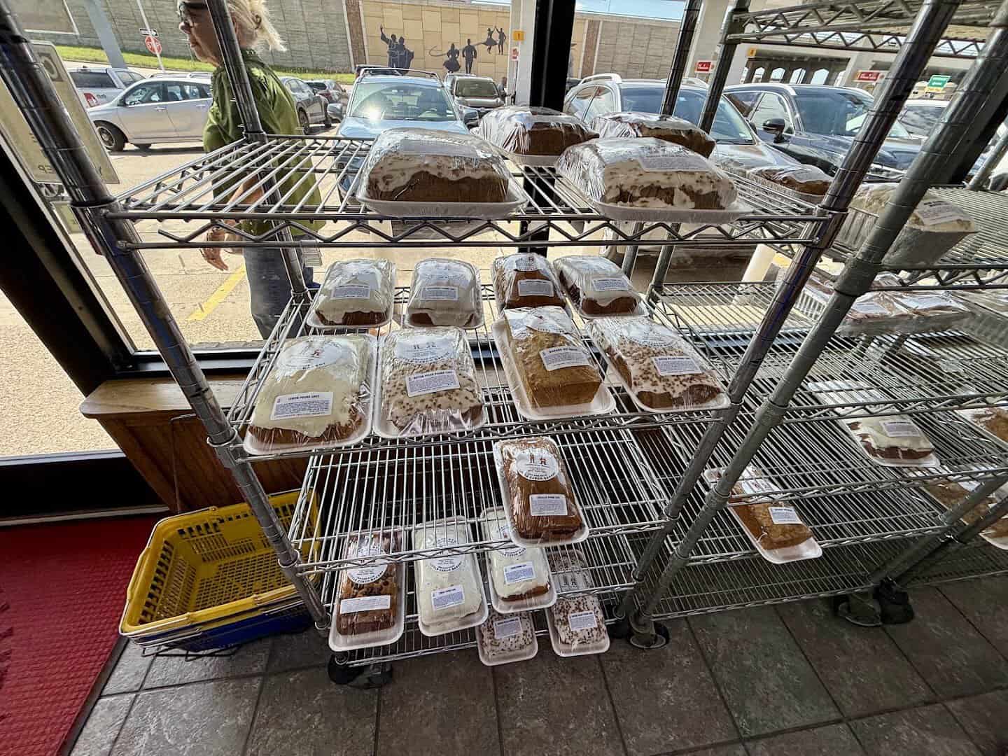 Trays of packaged kolaches ready to take home at Czech Stop in West, Texas