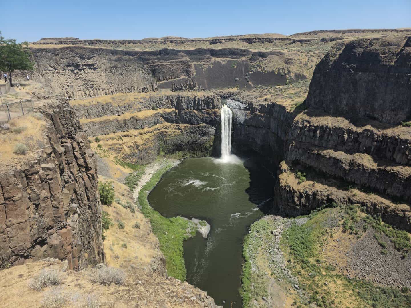 Palouse Falls plunging 198 feet into its basalt canyon at Palouse Falls State Park, Washington