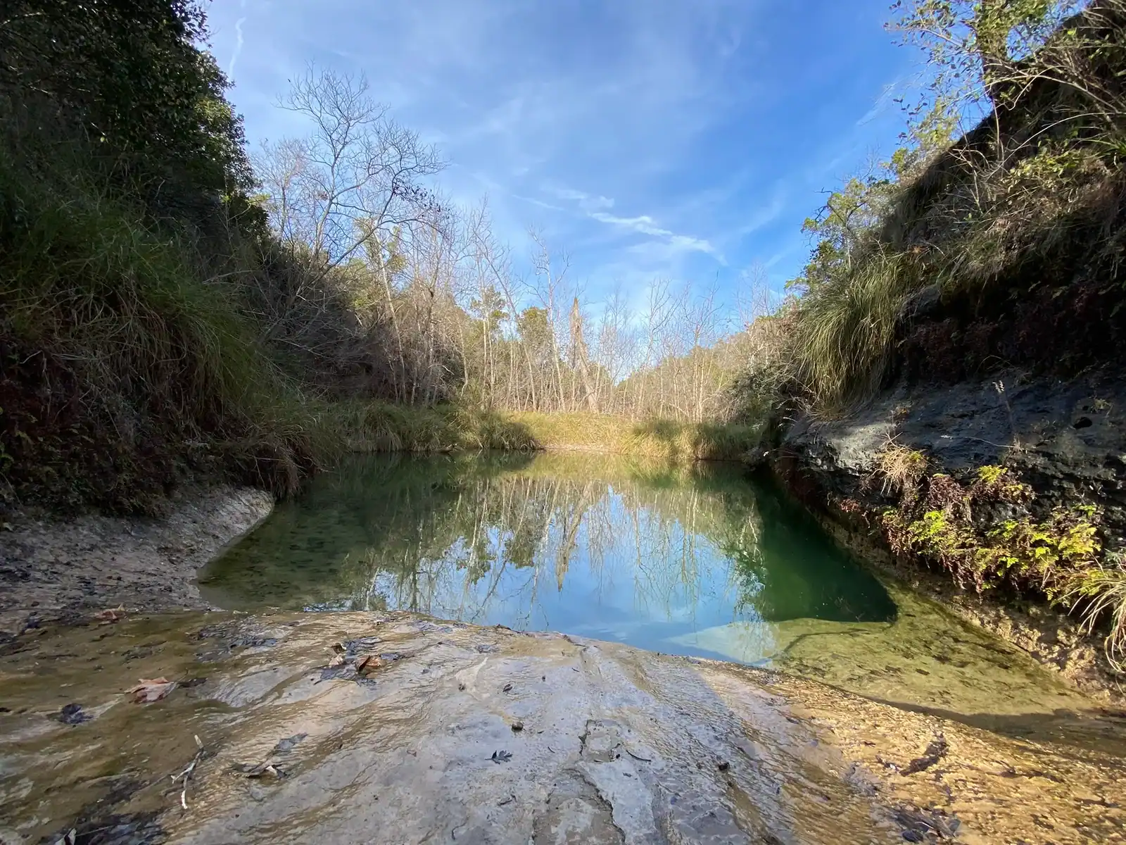 A Hill Country river canyon in the countryside around Johnson City, Texas