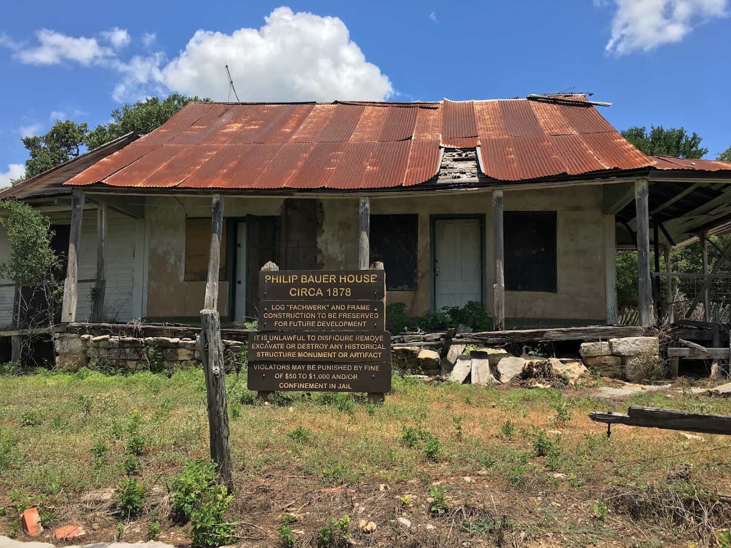 The historic Philip Bauer House from 1878 in the Bauer Unit of Guadalupe River State Park