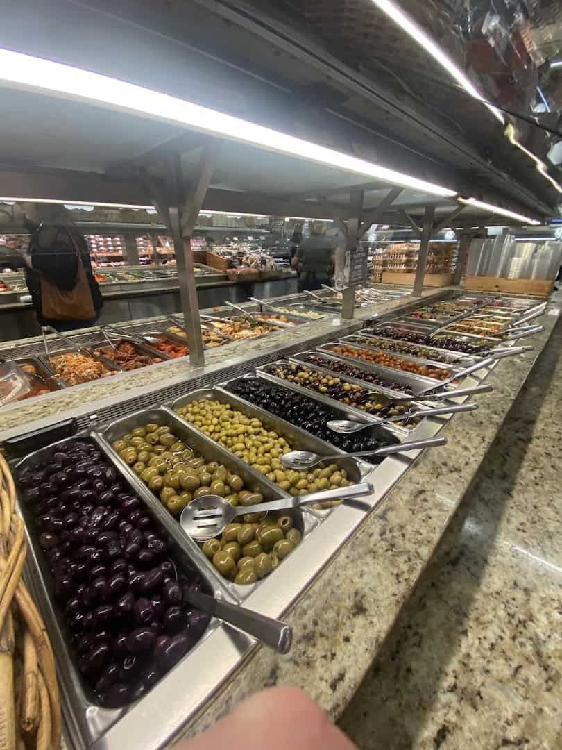 Marinated olives at the olive bar at Phoenicia Specialty Foods in Houston