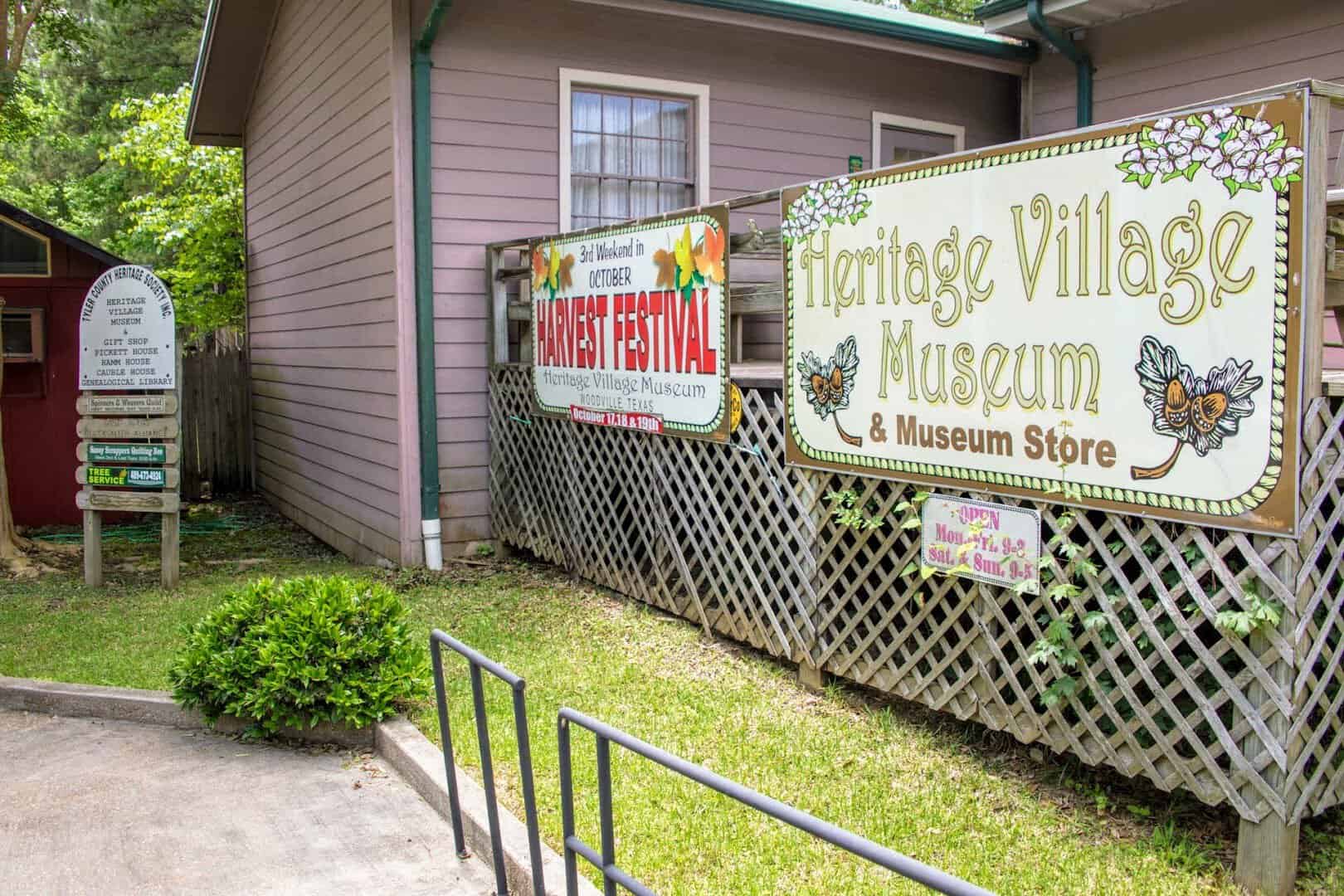 Historic building at Heritage Village by the Pickett House Restaurant in Woodville, Texas