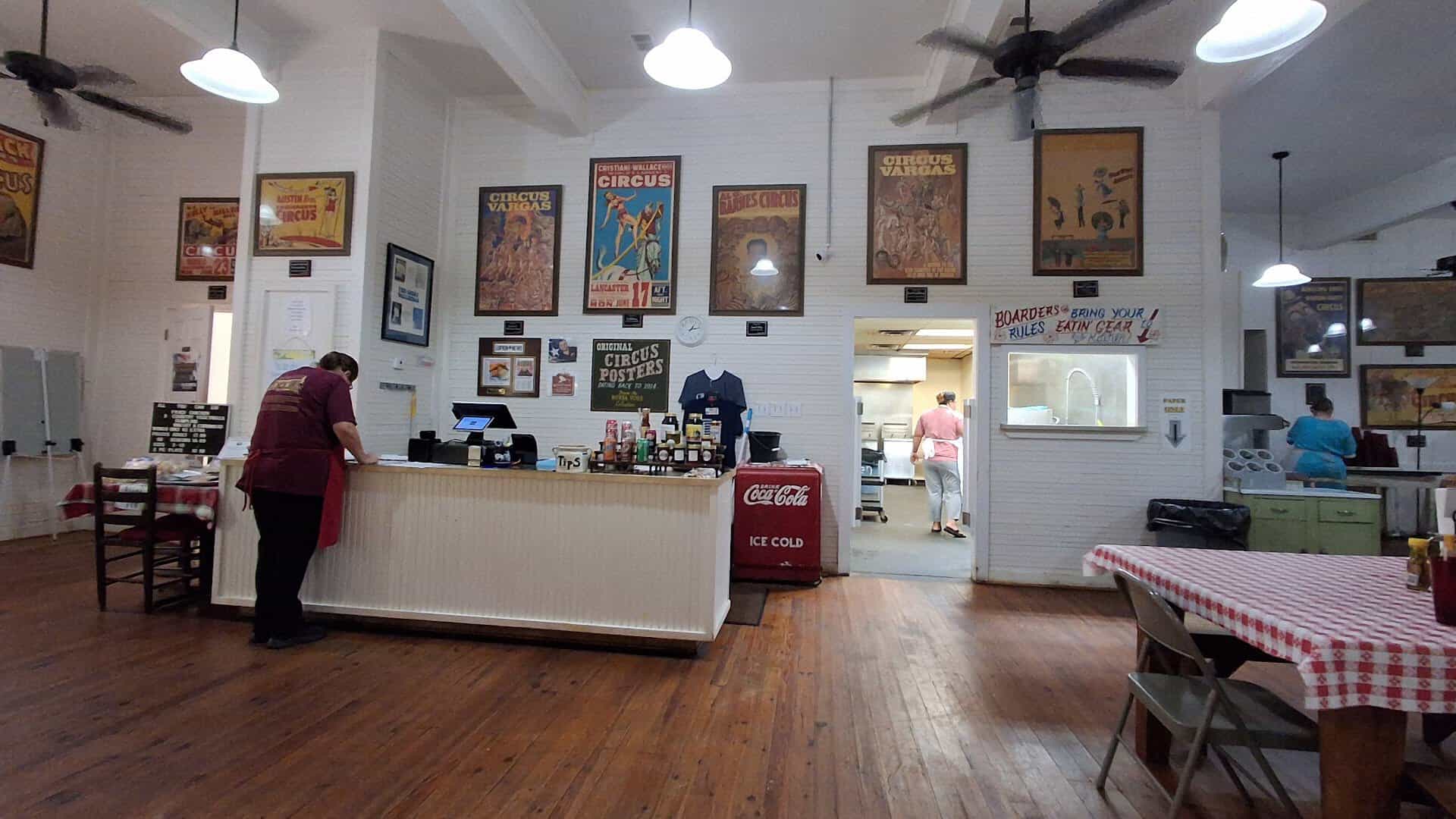 Order counter inside Pickett House Restaurant in Woodville, Texas