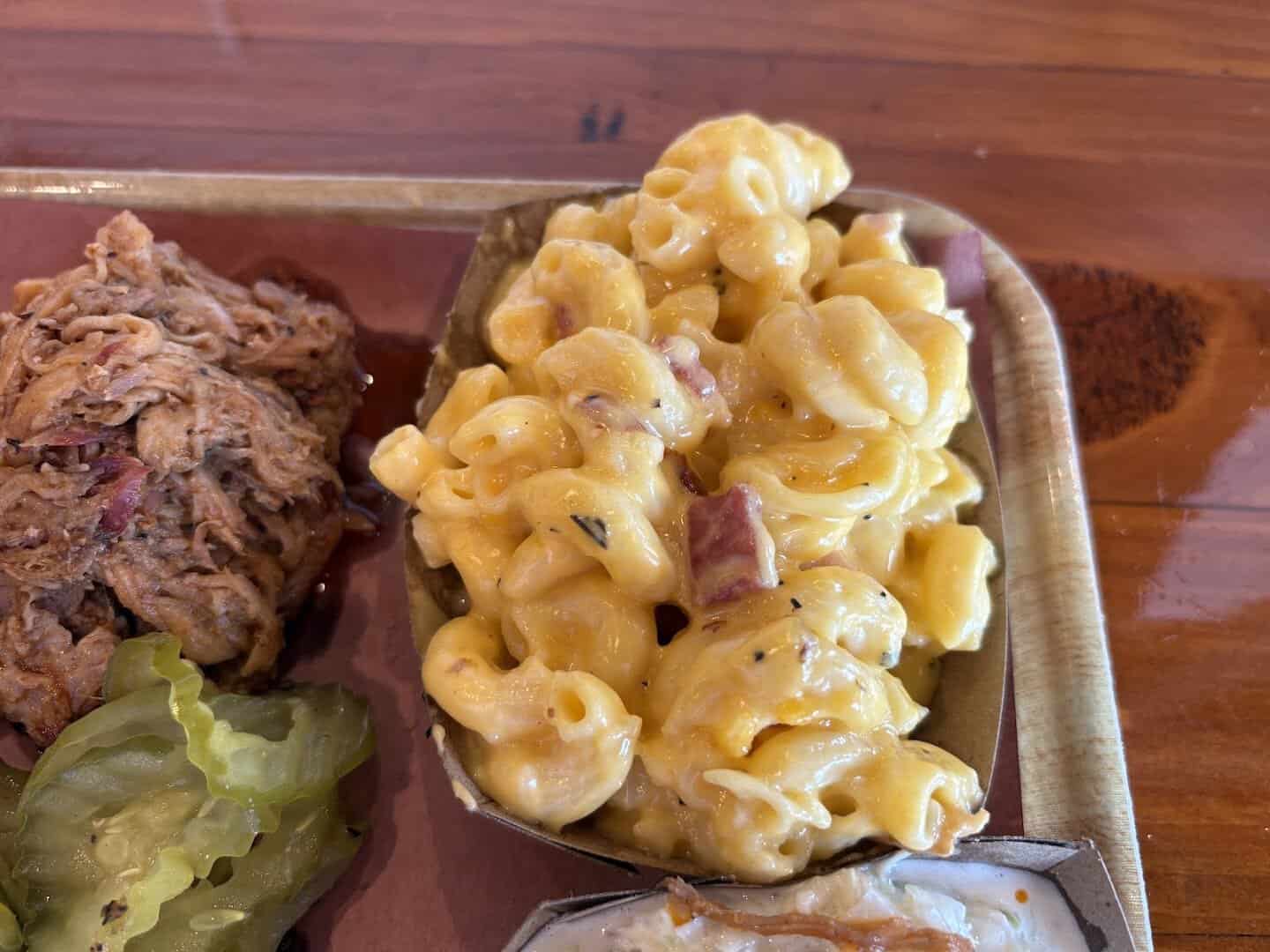 Brisket mac and cheese at Pinkerton's Barbecue in Houston