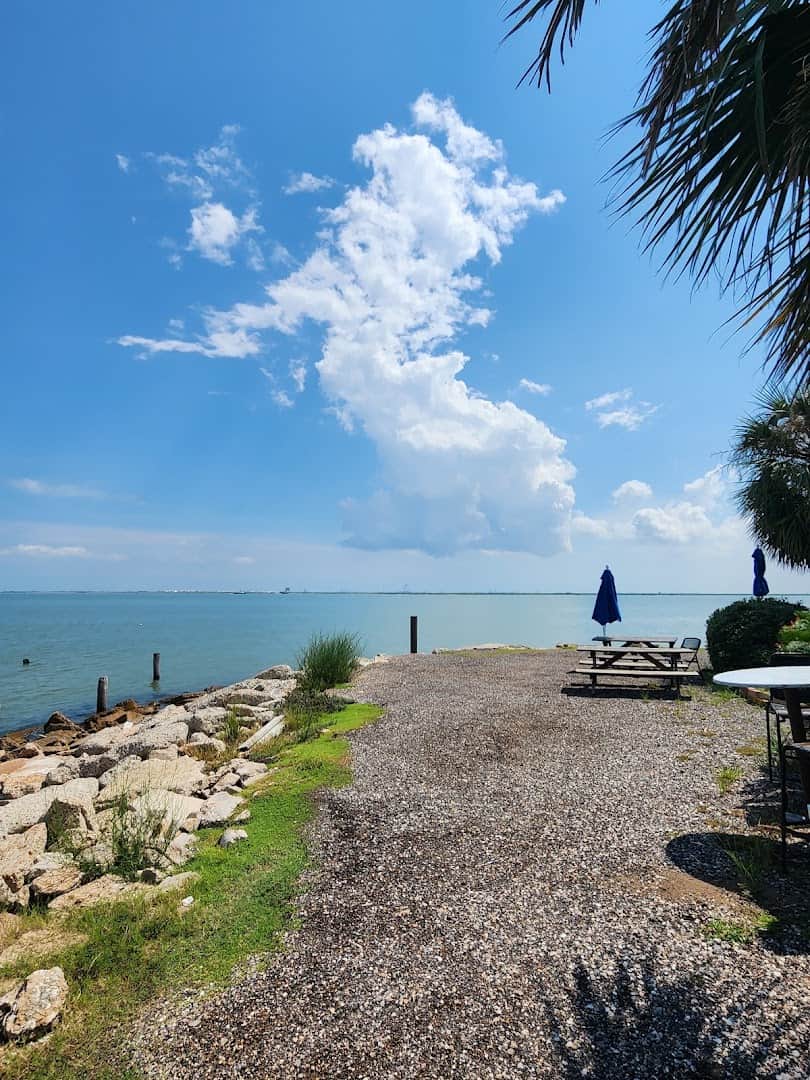 The path out to the point on Galveston Bay beside Topwater Grill