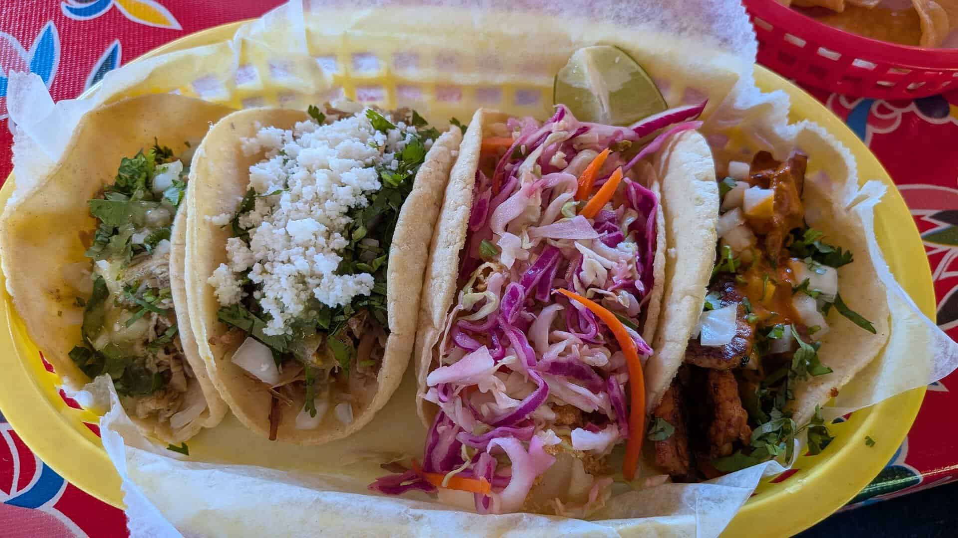 Carne asada and fish tacos at Por Que No Taqueria in Portland, Oregon