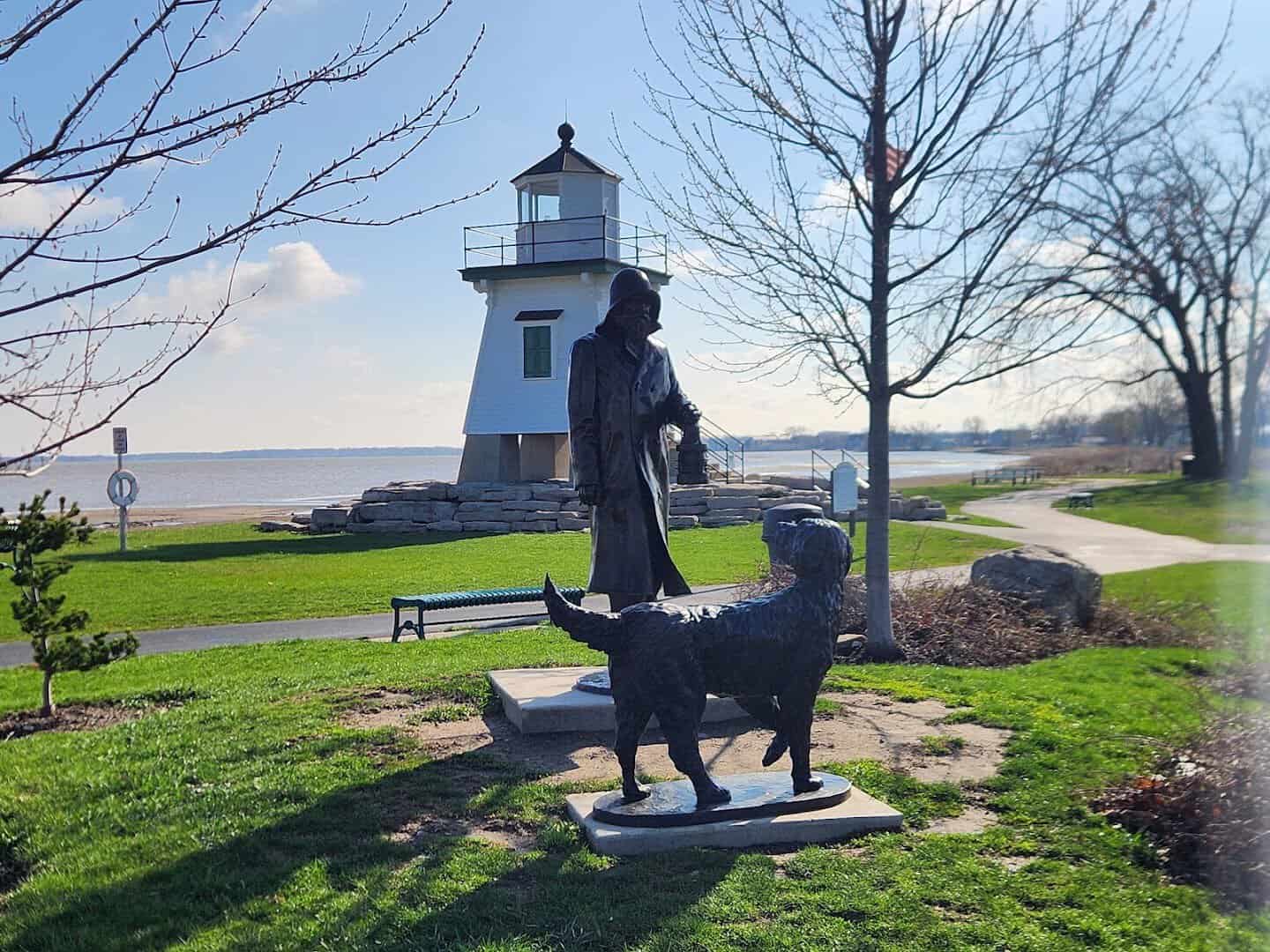 The Port Clinton Lighthouse on the Lake Erie waterfront in Port Clinton, Ohio