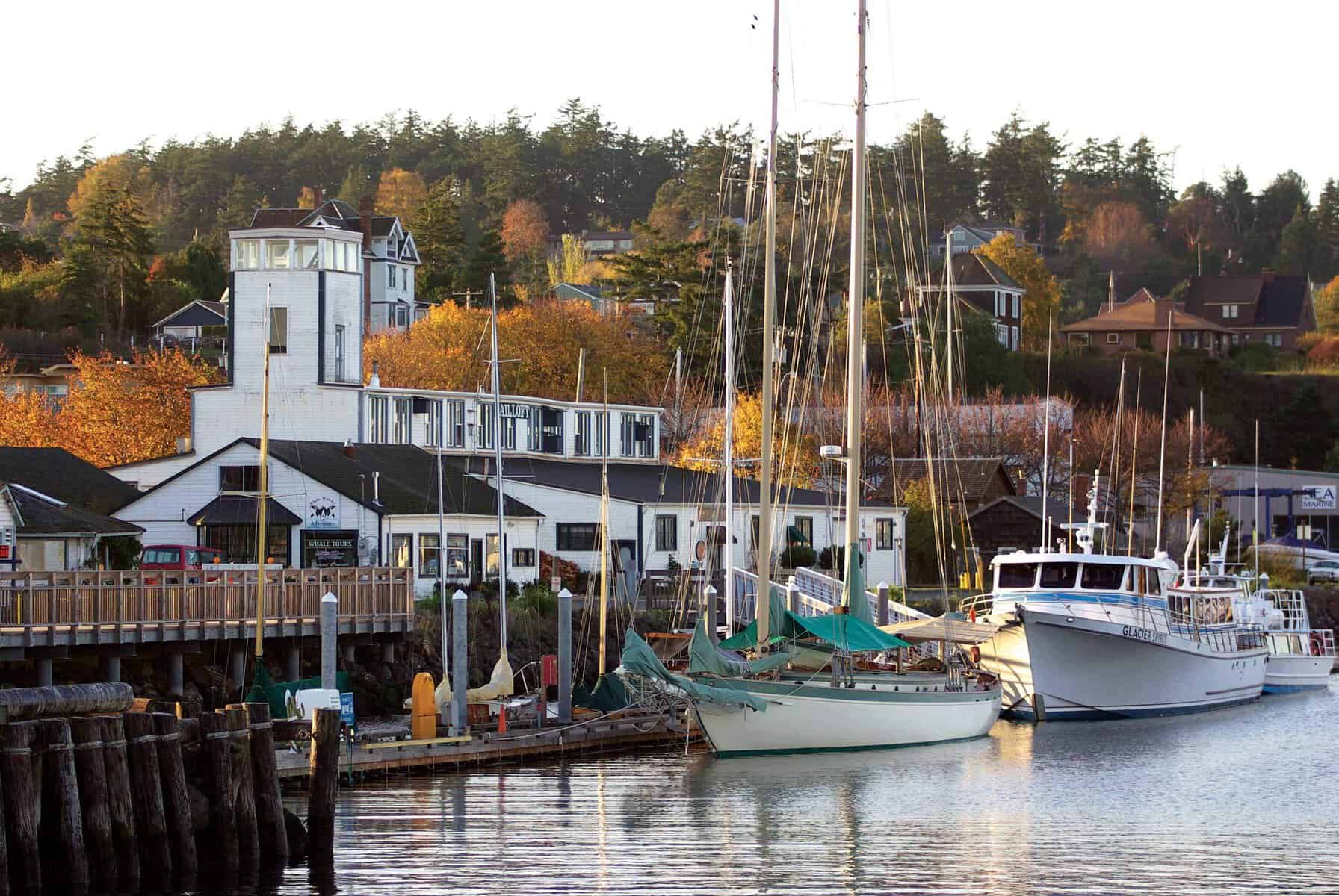 Victorian buildings along the waterfront in downtown Port Townsend, Washington
