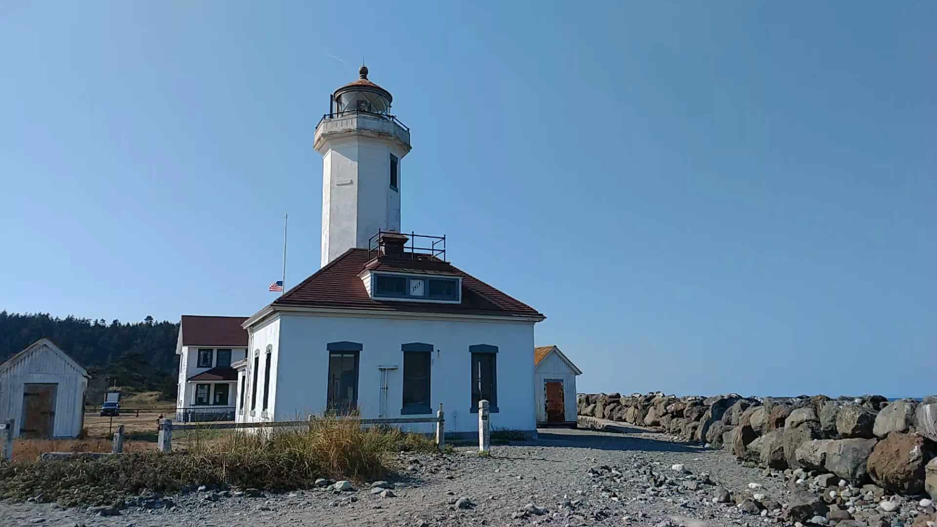 Point Wilson Lighthouse on the shore at Port Townsend, Washington
