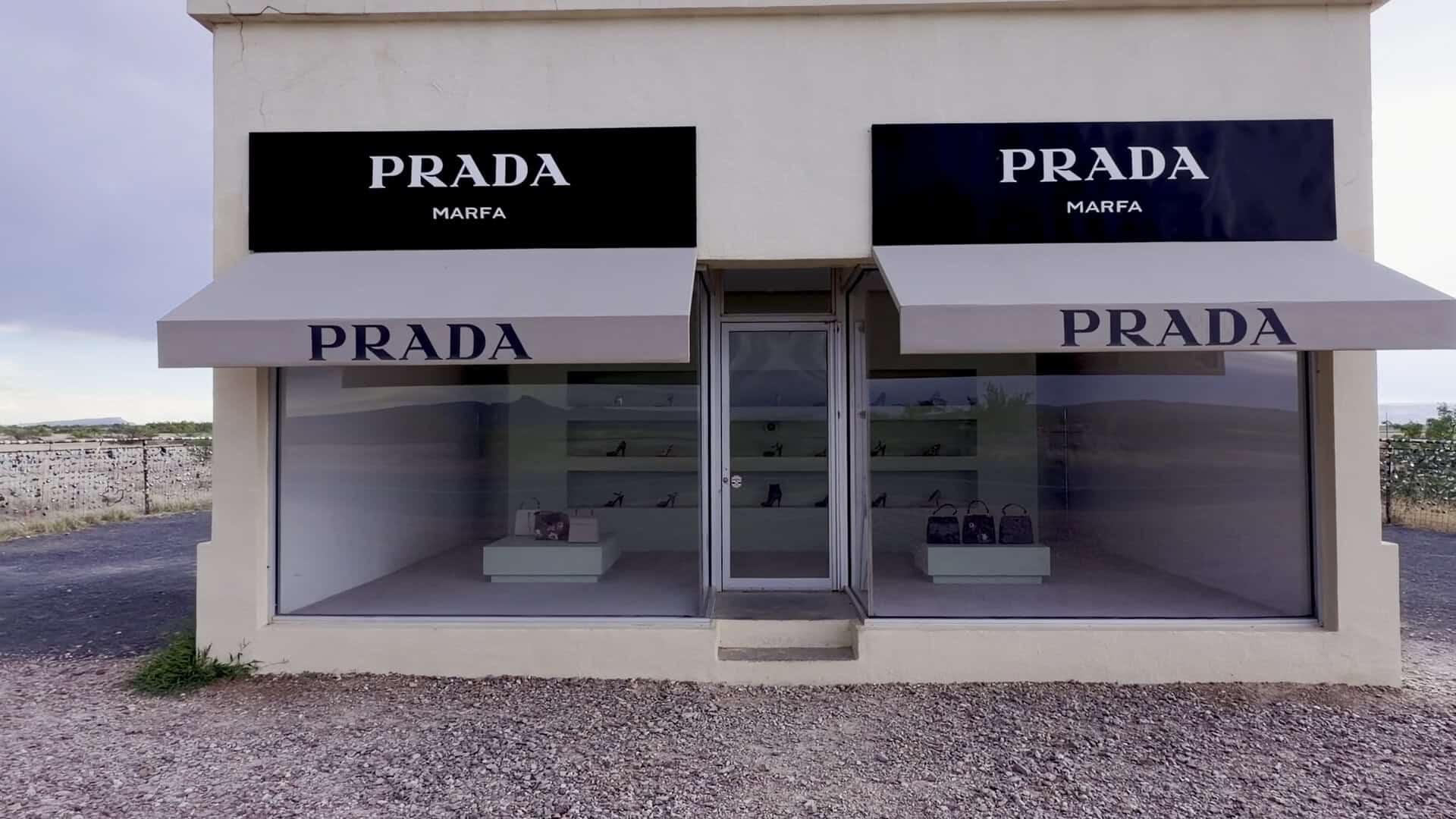 Prada Marfa art installation on Highway 90 near Valentine, Texas