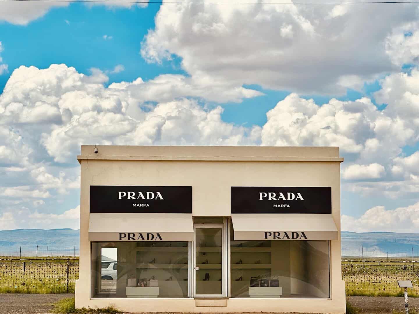 Prada Marfa art installation in the desert near Valentine, Texas