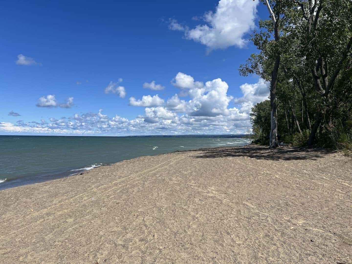 Sandy beach along Lake Erie at Presque Isle State Park, Erie, Pennsylvania