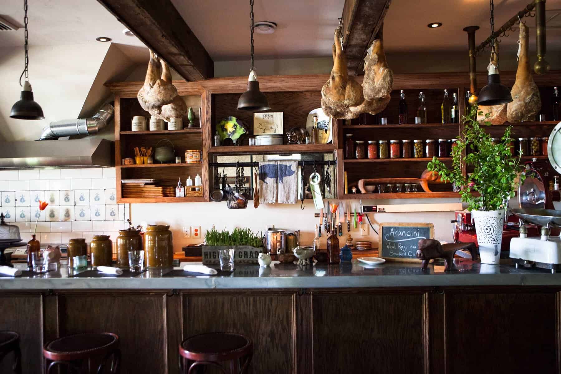 Cured meats and preserves at the bar in Primo, Rockland, Maine