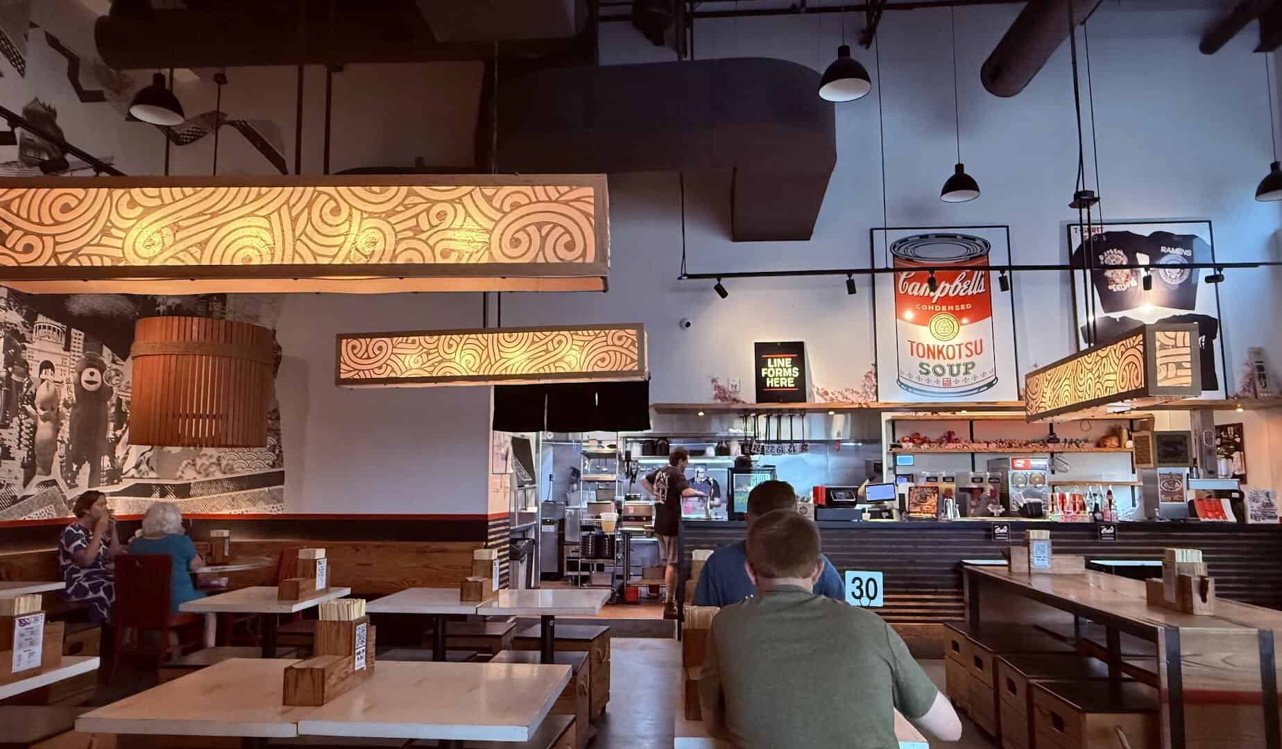 The dining room and counter at Ramen Tatsu-Ya in Austin