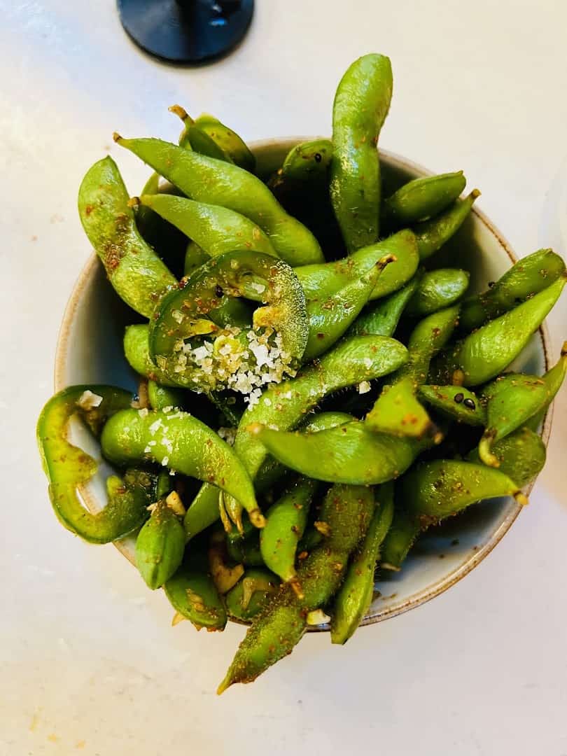 A bowl of edamame at Ramen Tatsu-Ya in Austin